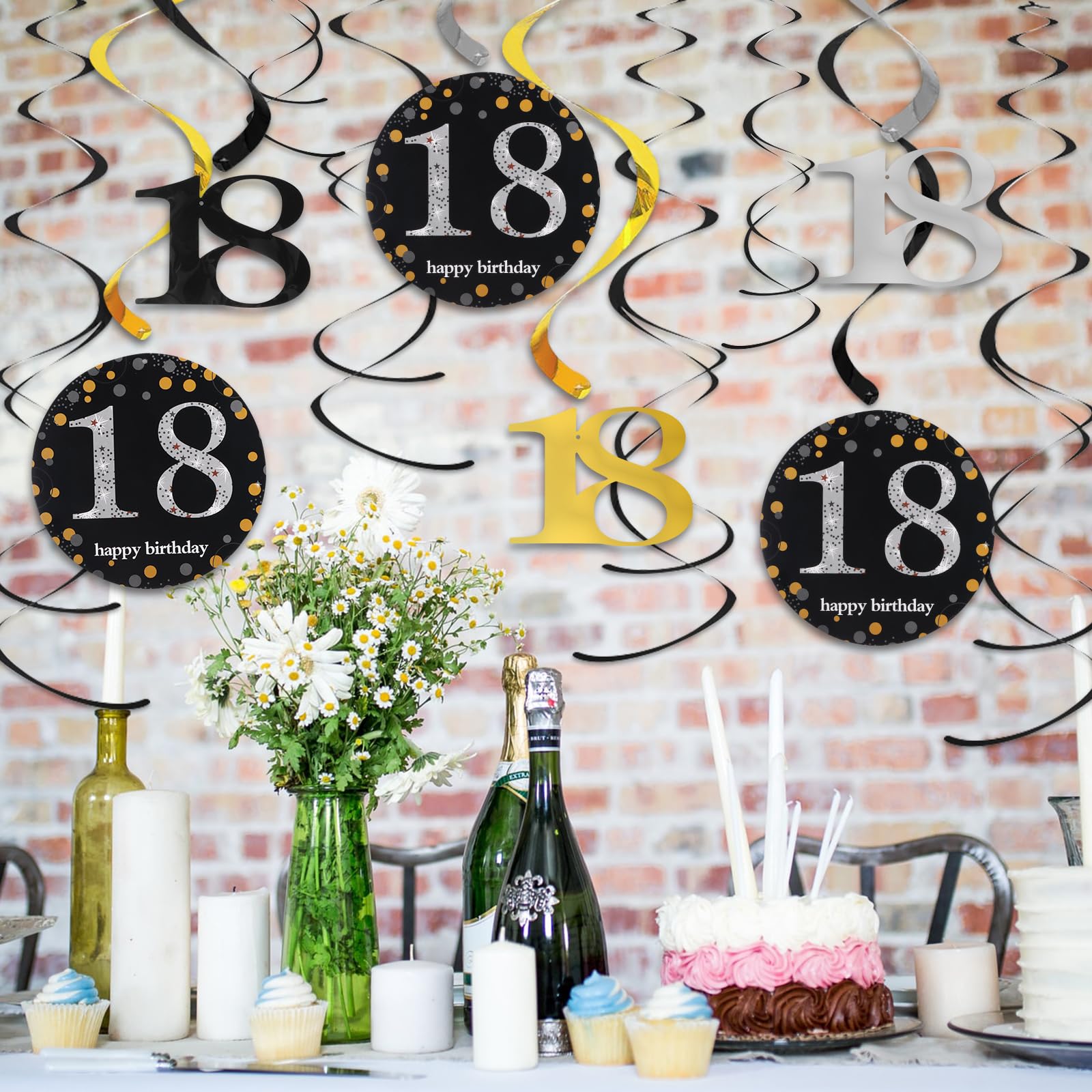 Wervel decoratie zwart goud spiralen slinger folie