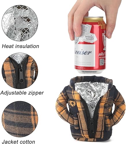 Miniatura 3 de Chaqueta para bebidas con aislamiento térmico para bebidas de 12 onzas regalos divertidos para familiares y demonios color amarillo