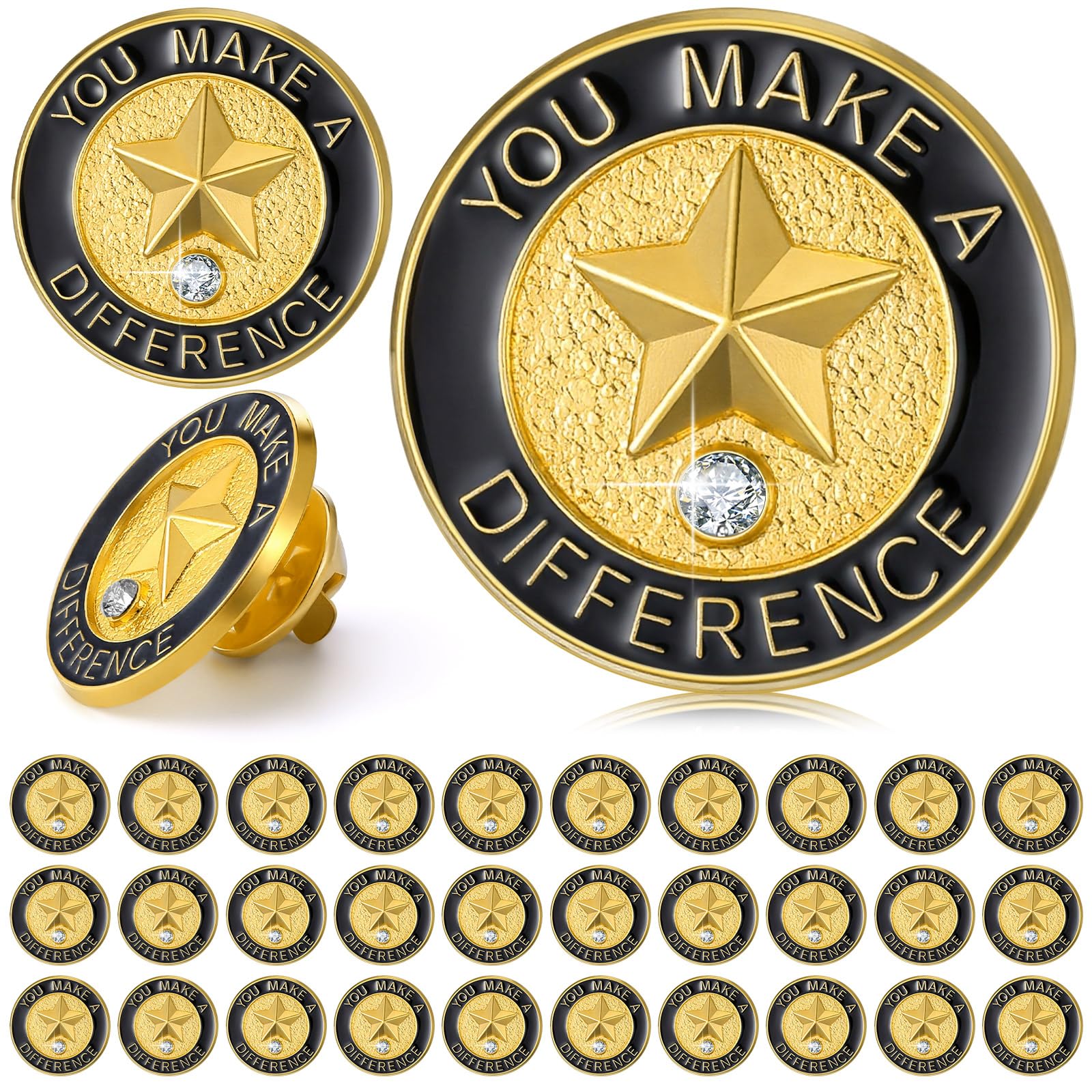 Yunlly 100 Stück Anstecknadeln für Mitarbeiter des Monats Anerkennung von Mitarbeitern, Stern, Emaille, Geschenk für Auszeichnungen, Kollegen, Teammitarbeiter, Geschenke