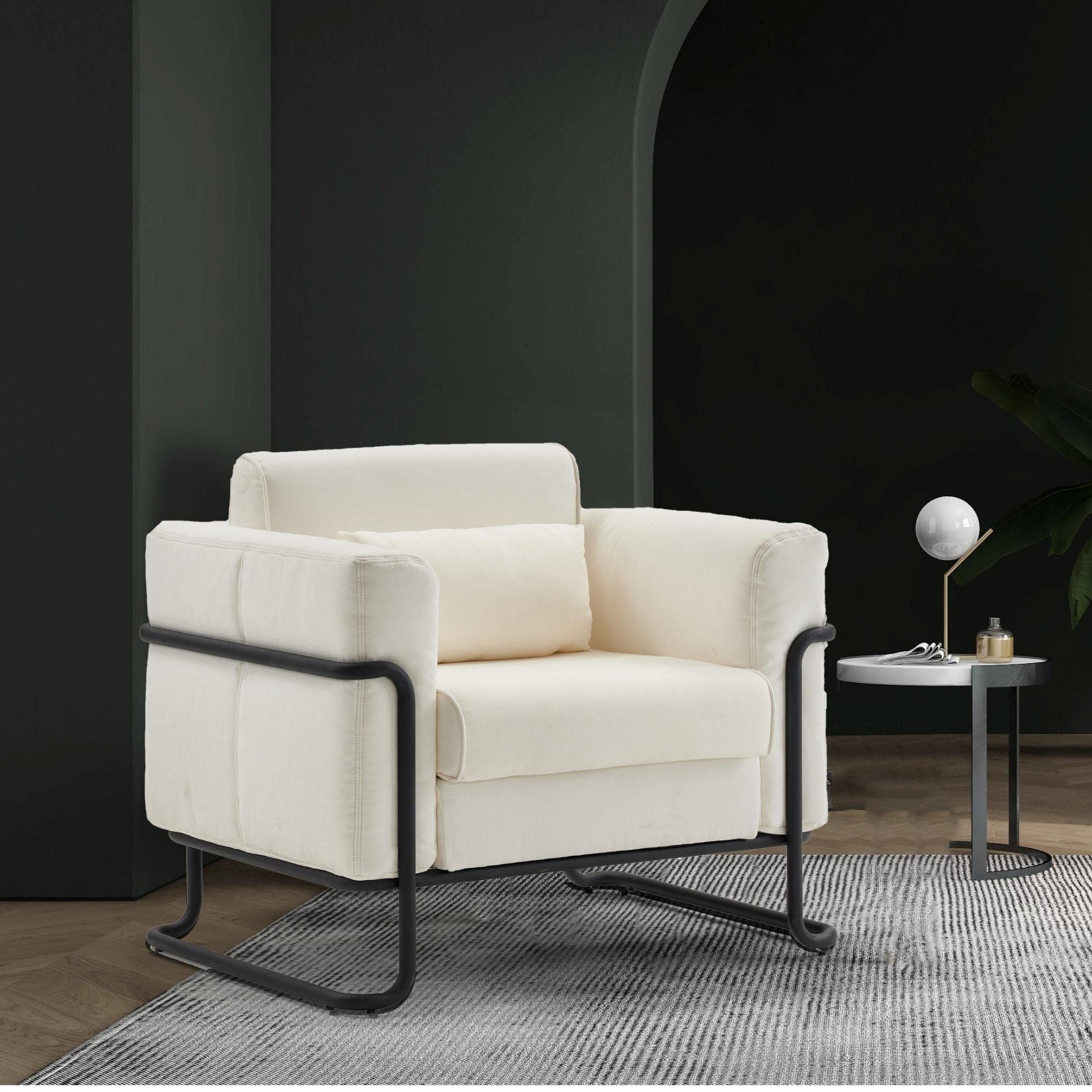 Mingone Sessel Wohnzimmer Loungesessel Sofa 1 Sitzer Relaxsessel Polstersessel Gepolsterter Cocktailsessel Schlafzimmer Design Creme