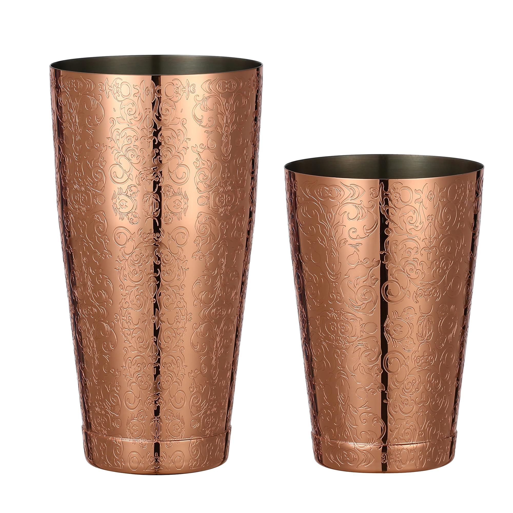Boston Shaker en acier inoxydable avec motif gravé, ensemble de boîtes à agiter lestées (plaqué cuivre pour spiritueux)