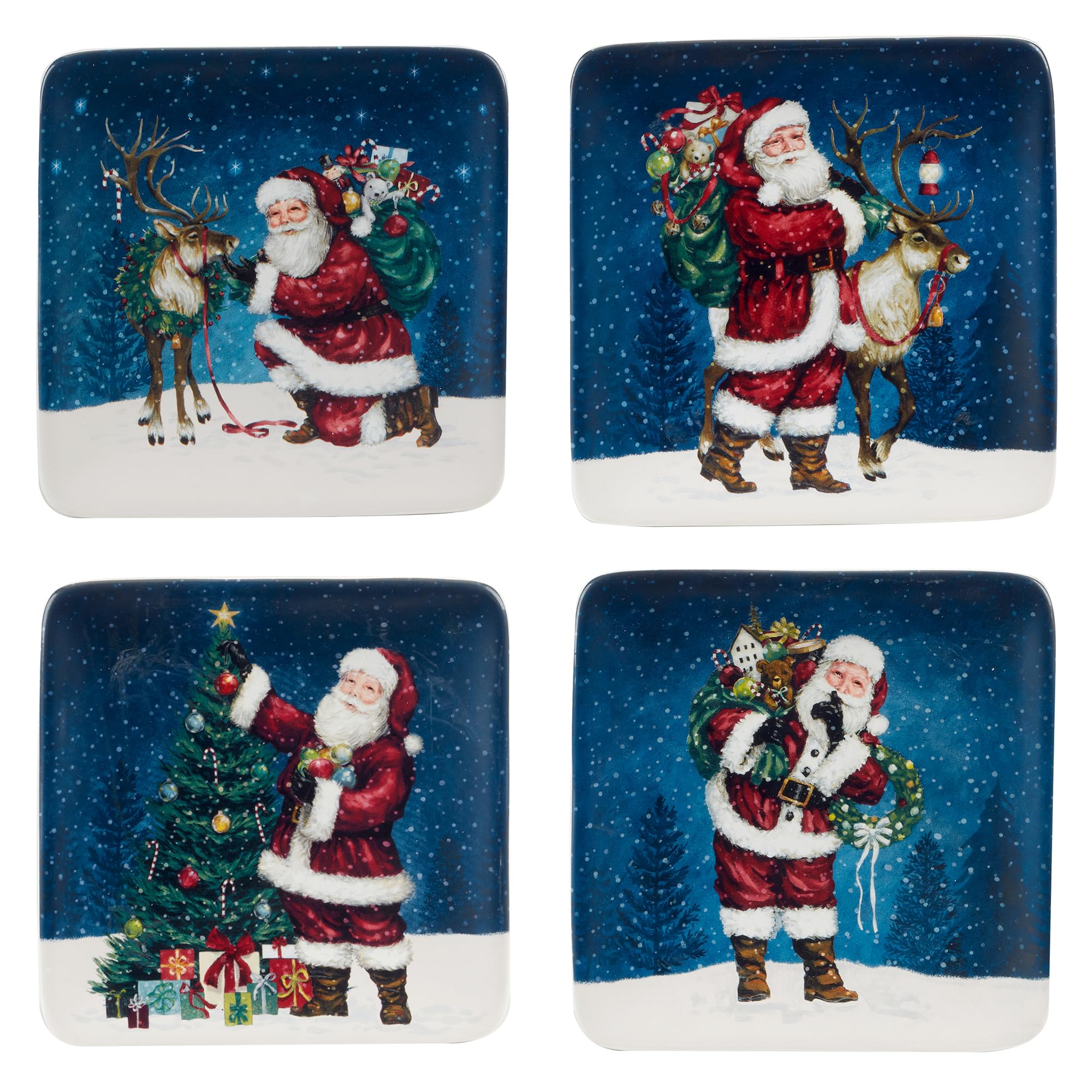 Certified International Santa's Secret 15 cm talerze na kanapki/lunch, zestaw 4 szt.,