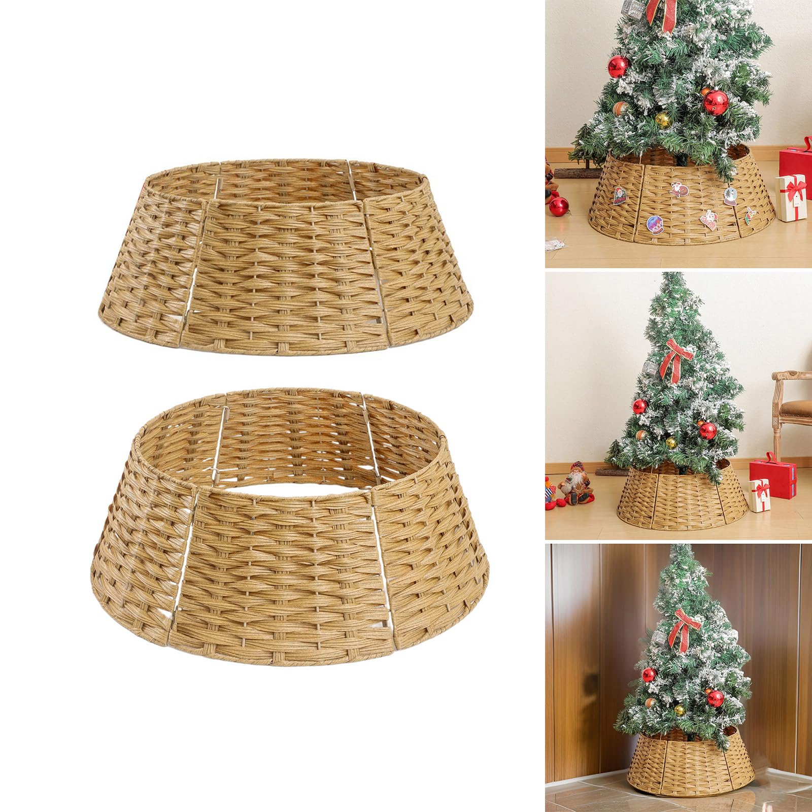 Jupe d ' Arbre de Noël en Osier Faite à la Main Jupe d ' Arbre en Osier tissé Décoration de Noël élégante pour la célébration de la Famille Ornement Traditionnel