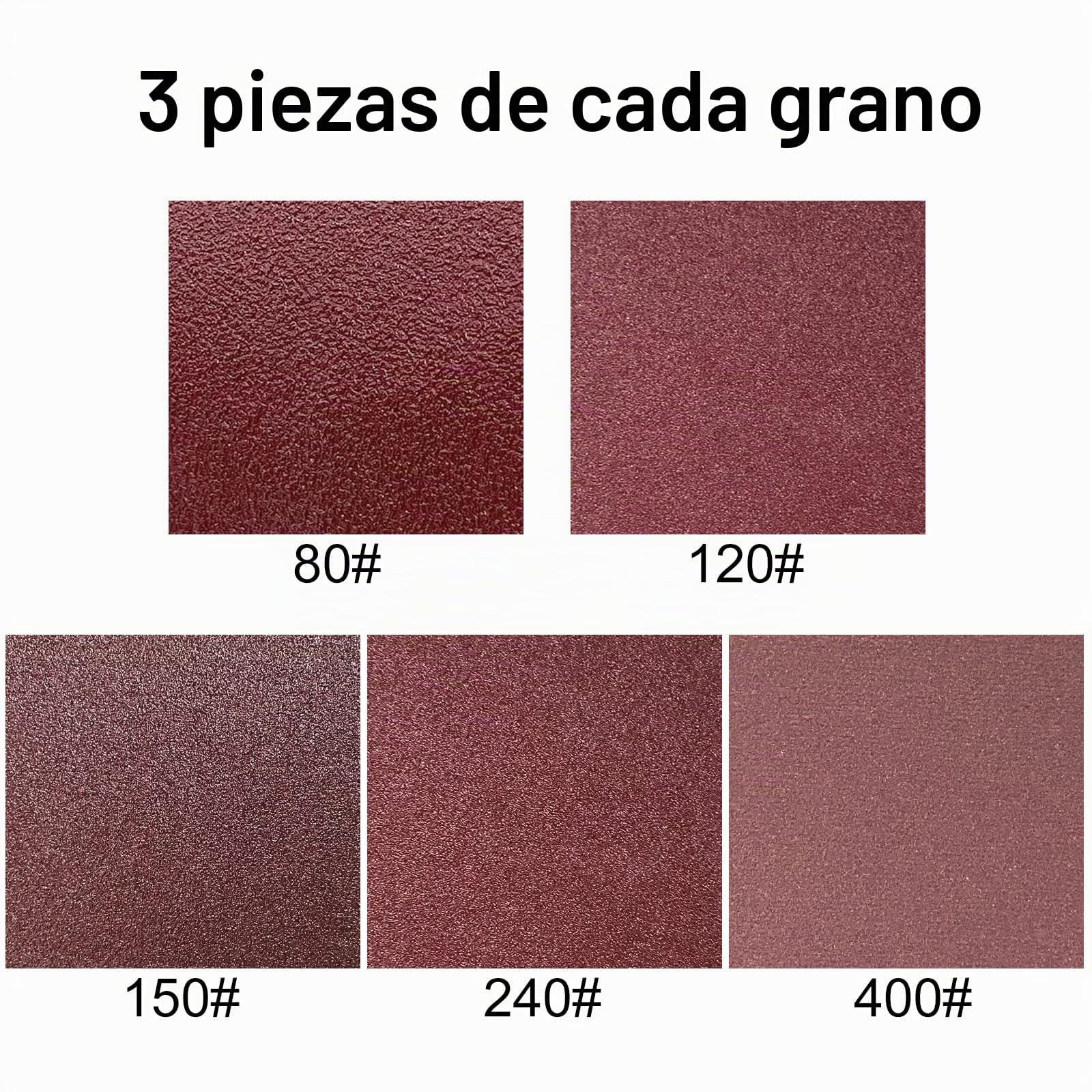 Bandas de Lijado, Juego de Bandas de Lijado de 75 x 533 mm Cada una 3 x Grano 80/120/150/240/400 para Lijadora de Banda Estacionaria, Lijadora de Disco de Banda (15 Piezas)