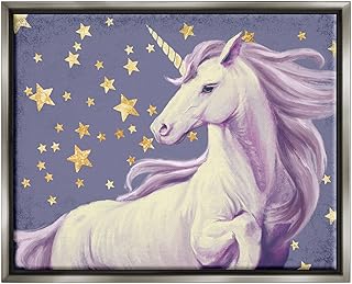Stupell Industries Purple Unicorn in Starry Night Sky Space Fantasy , Floater Frame, Design by Ziwei Li