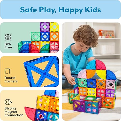 Vista 29 de PicassoTiles Bloques de construcción magnéticos con azulejos y click-in, artes gráficas educativas, juego de construcción de imán, juego