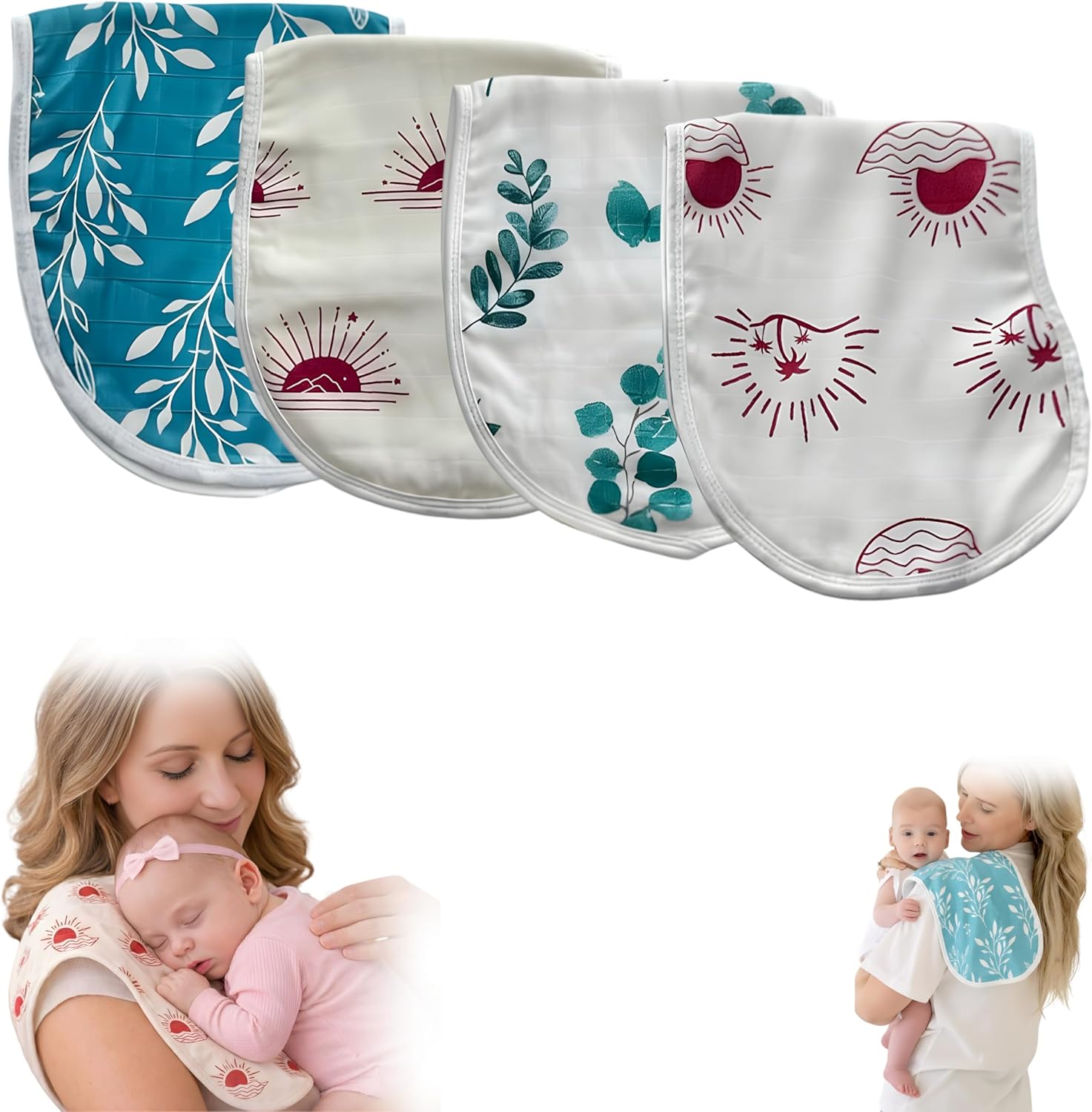 4 Pack Burp Cloths for Babies 70% Bamboo Viscose/30% Cotton Soft & Super Absorbent Baby Burp Cloths for Newborn Boys & Girls Large Burping Cloths Baby Spit Up Rags Unisex