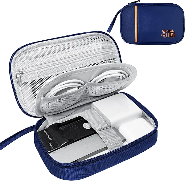 Lcsmaokin Travel Cable Organizer Bag Pouch Electronic Accessories Carry Case Portable Waterproof All-in-One Storage Bag for Cable,Charger, Phone, Hard Drive，SD Card-Navy Blue