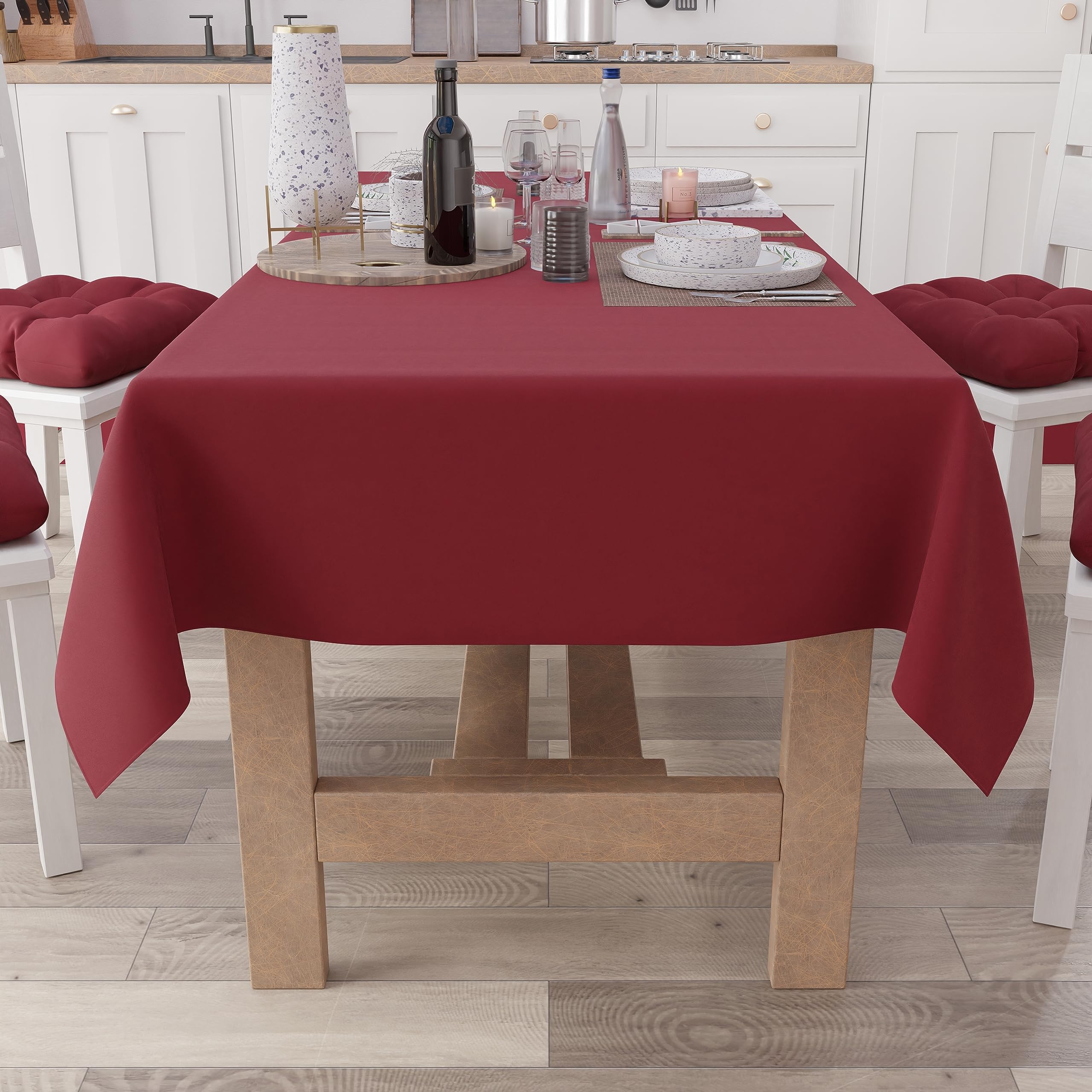 PETTI Artigiani Italiani - Tovaglia, Tovaglia da Tavola, Tovaglia Cucina in Cotone Disegno Tinta Unita Bordeaux X12 Posti (140x240 cm) 100% Made in Italy