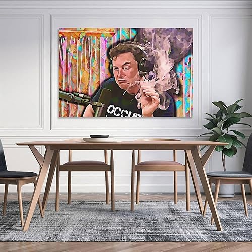 Miniatura 5 de Elon Musk Smoking Poster HD Print on Canvas Painting Wall Art for Living Room Decor Boy Gift 12x18inch(30x45cm) Estilo sin marco,Estilo de marco