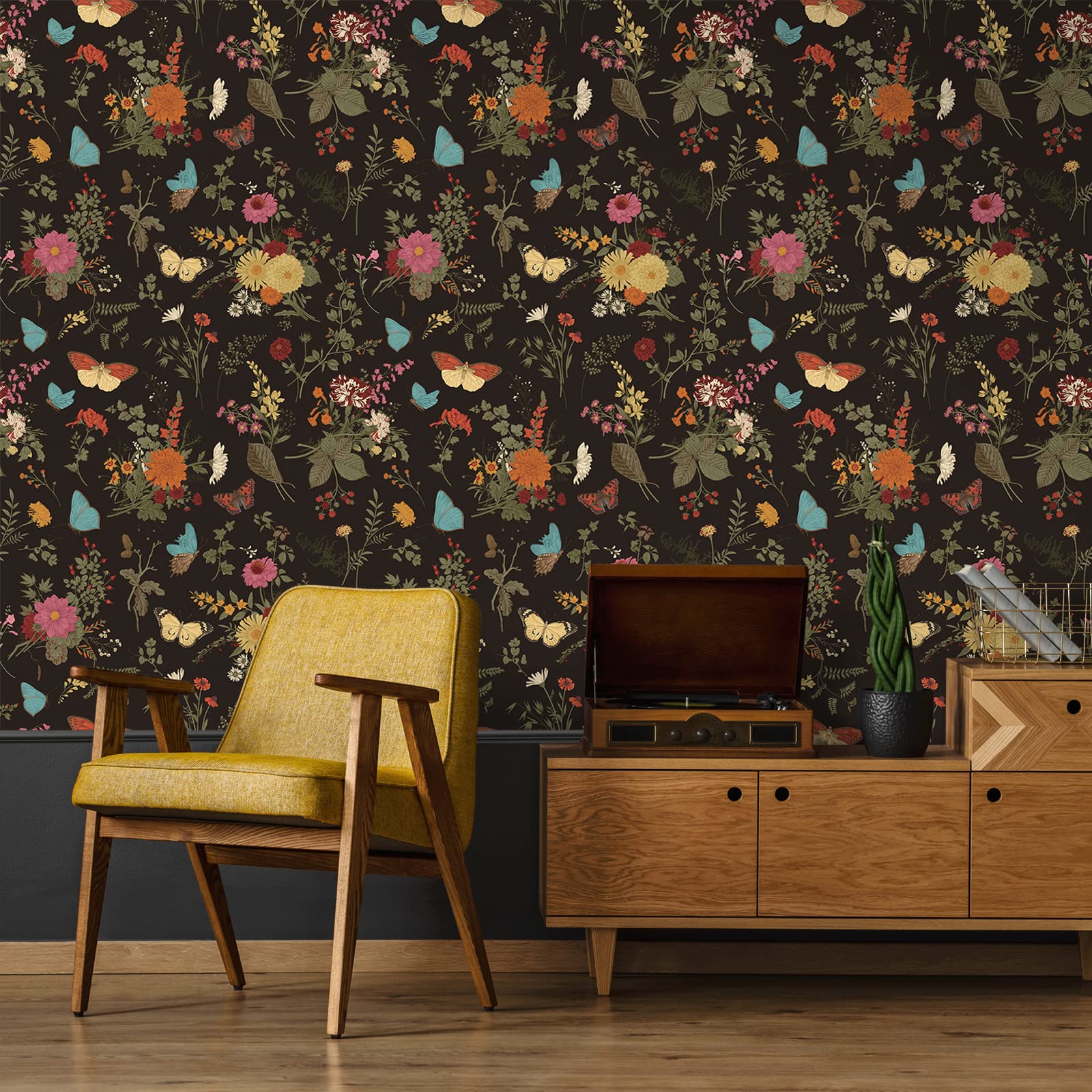 Papier Peint Tropical | Feuilles Luxuriantes Et Papillons Délicats Sur