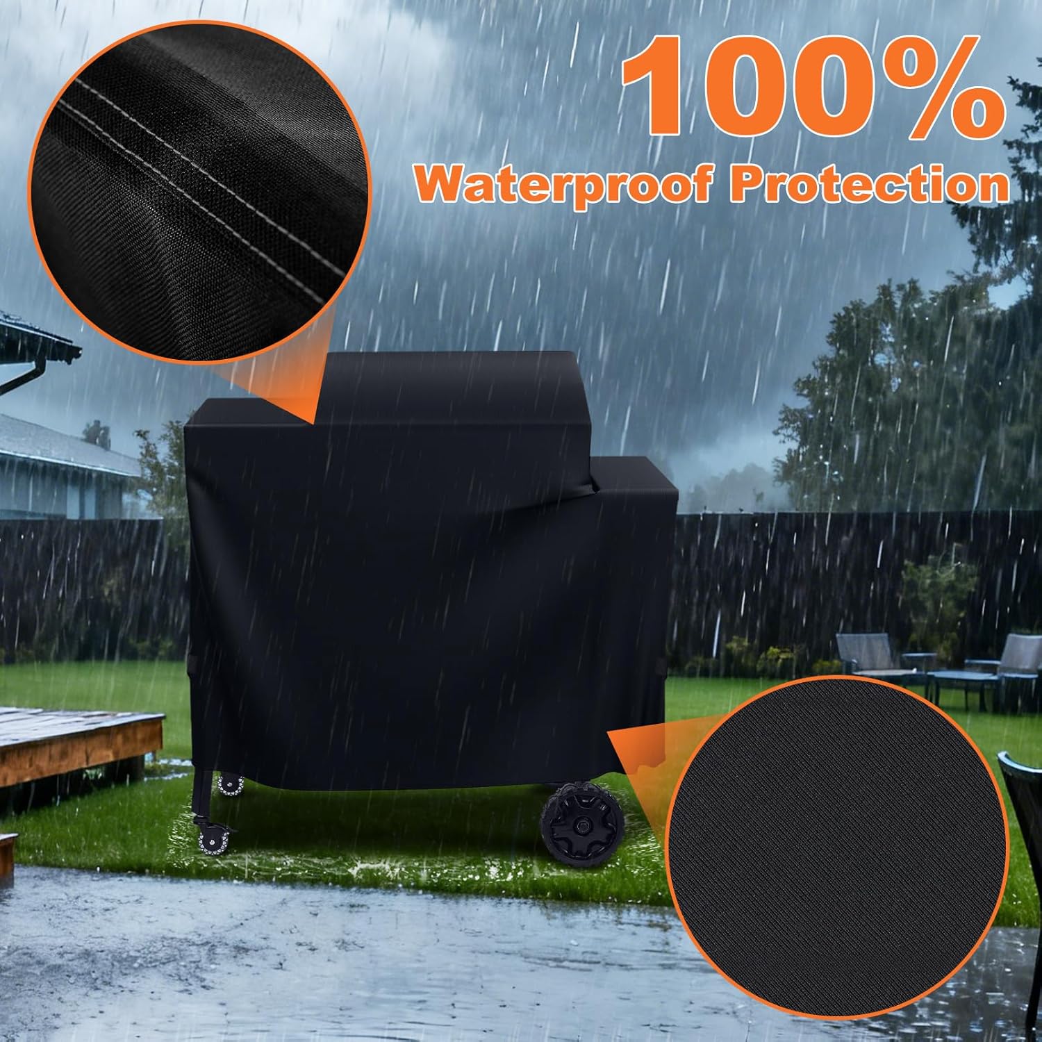 Grill Cover for Brisk It Origin-940 Electric Wood Pellet Smoker Grill, 600D Heavy Duty Waterproof UV Resistant Rip-Proof Smoker Cover, Outdoor Barbeque Accessories