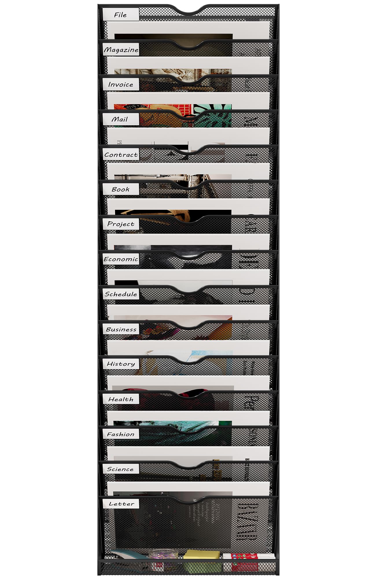 EasyPAG Hängeregal 6 Etagen A4 - Drahtgeflecht Organizer Für Büro & Zuhause, Schwarz