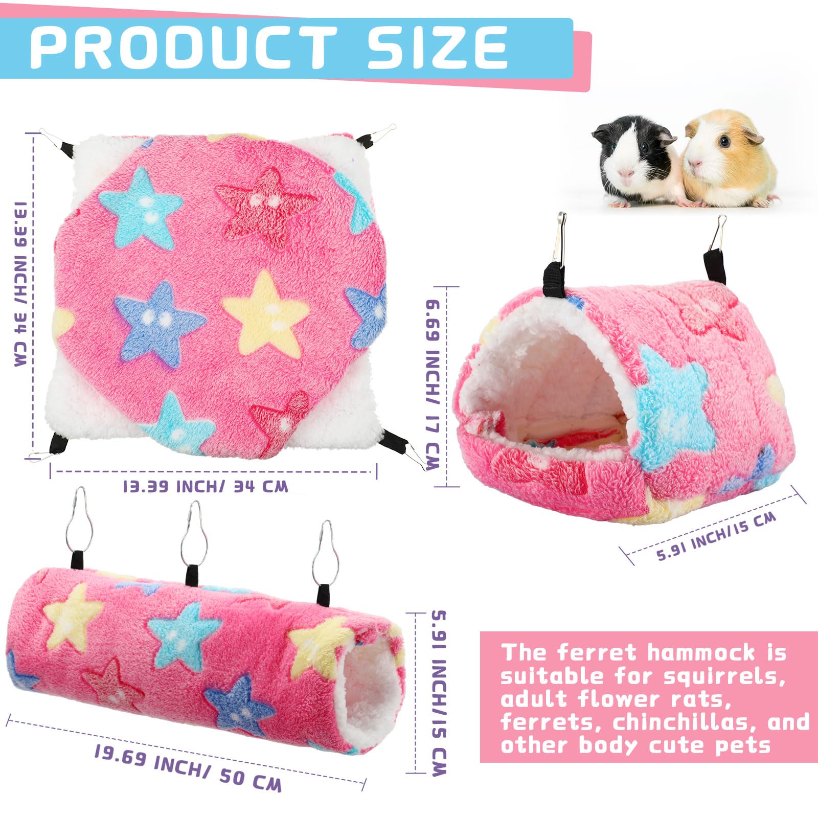 Abbylike Amache da appendere per topi e porcellini d'India, 9 pezzi, per furetti, furetti, piccoli animali domestici, tunnel aliante, giocattolo per porcellini d'India, furetti, furetti, cincillà