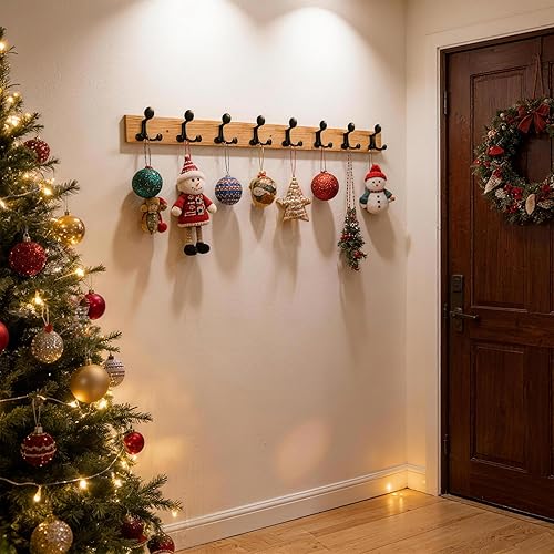 Miniatura 14 de SKOLOO Perchero de madera blanca de 17 pulgadas con 3 ganchos triples, ideal para entradas familiares, aulas y almacenamiento de suministros para