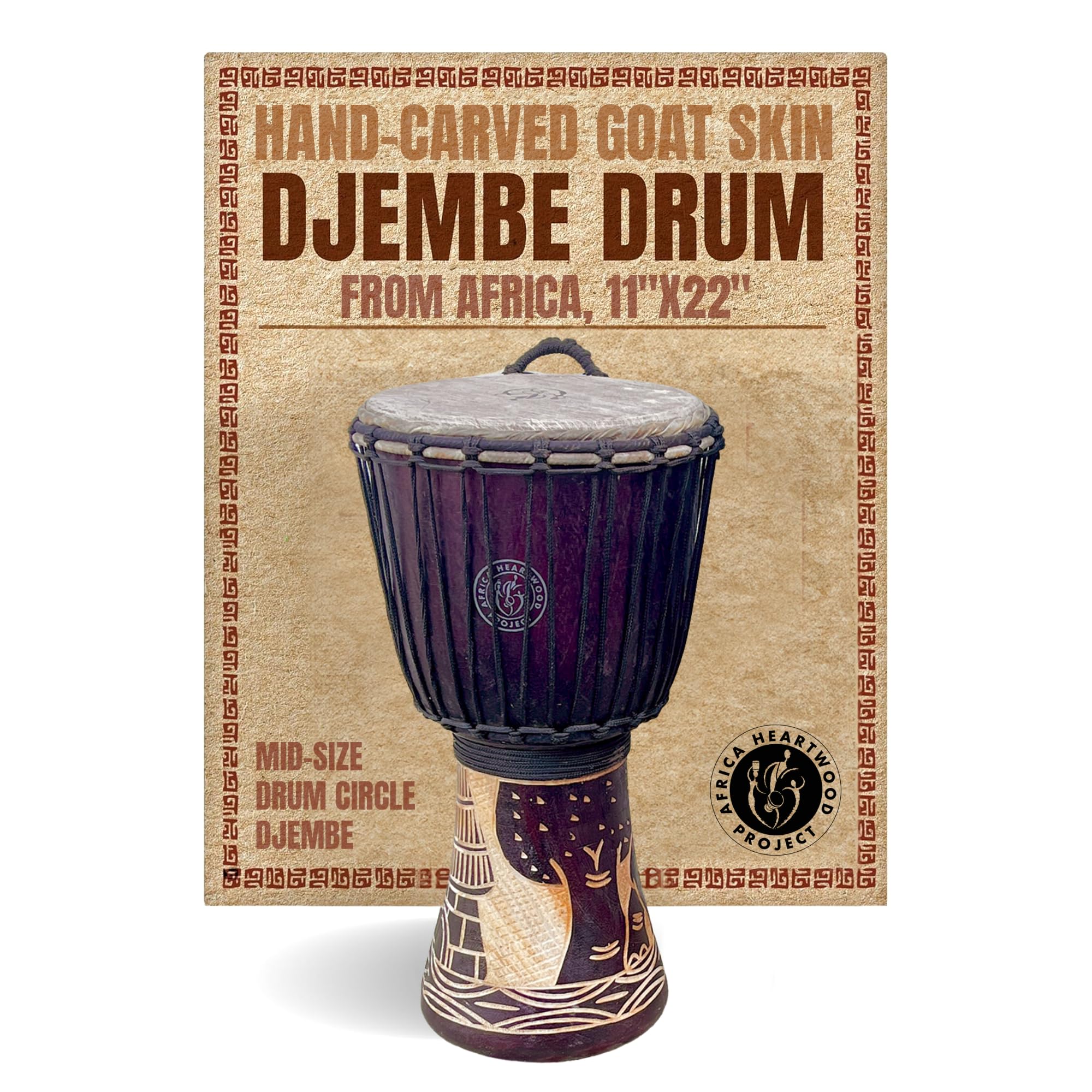 Hand-carved Djembe Drum From Africa - 11