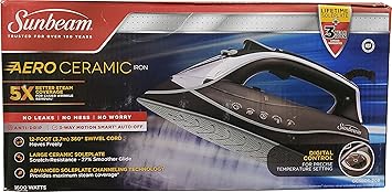 Sunbeam AERO Ceramic Soleplate Iron with Dimpling and Channeling Technology, 1600W (Grey)