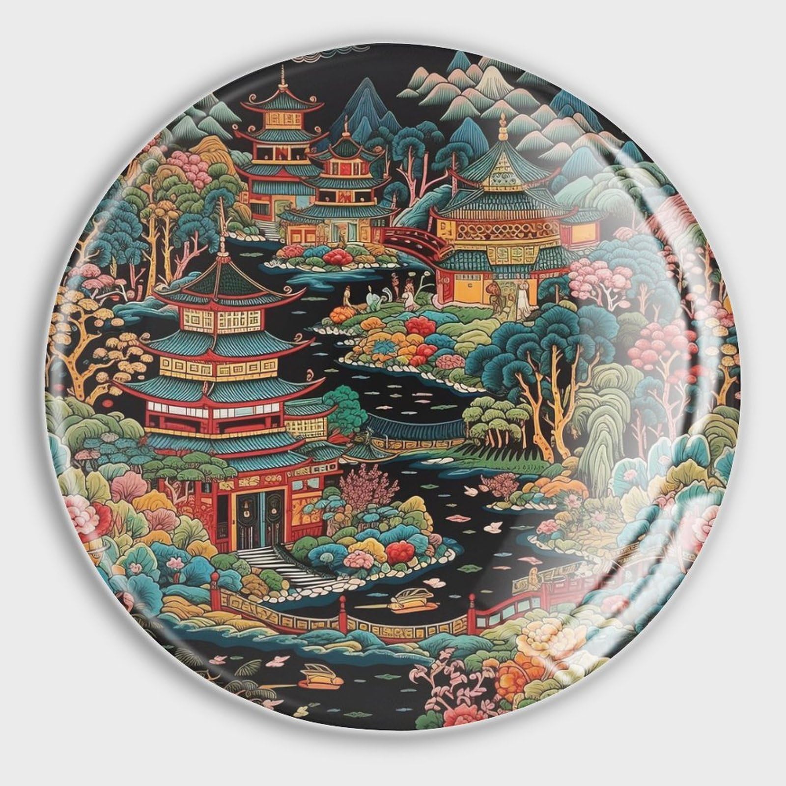 Aimants de réfrigérateur japonais en verre corail Chinoiserie pour tableau blanc