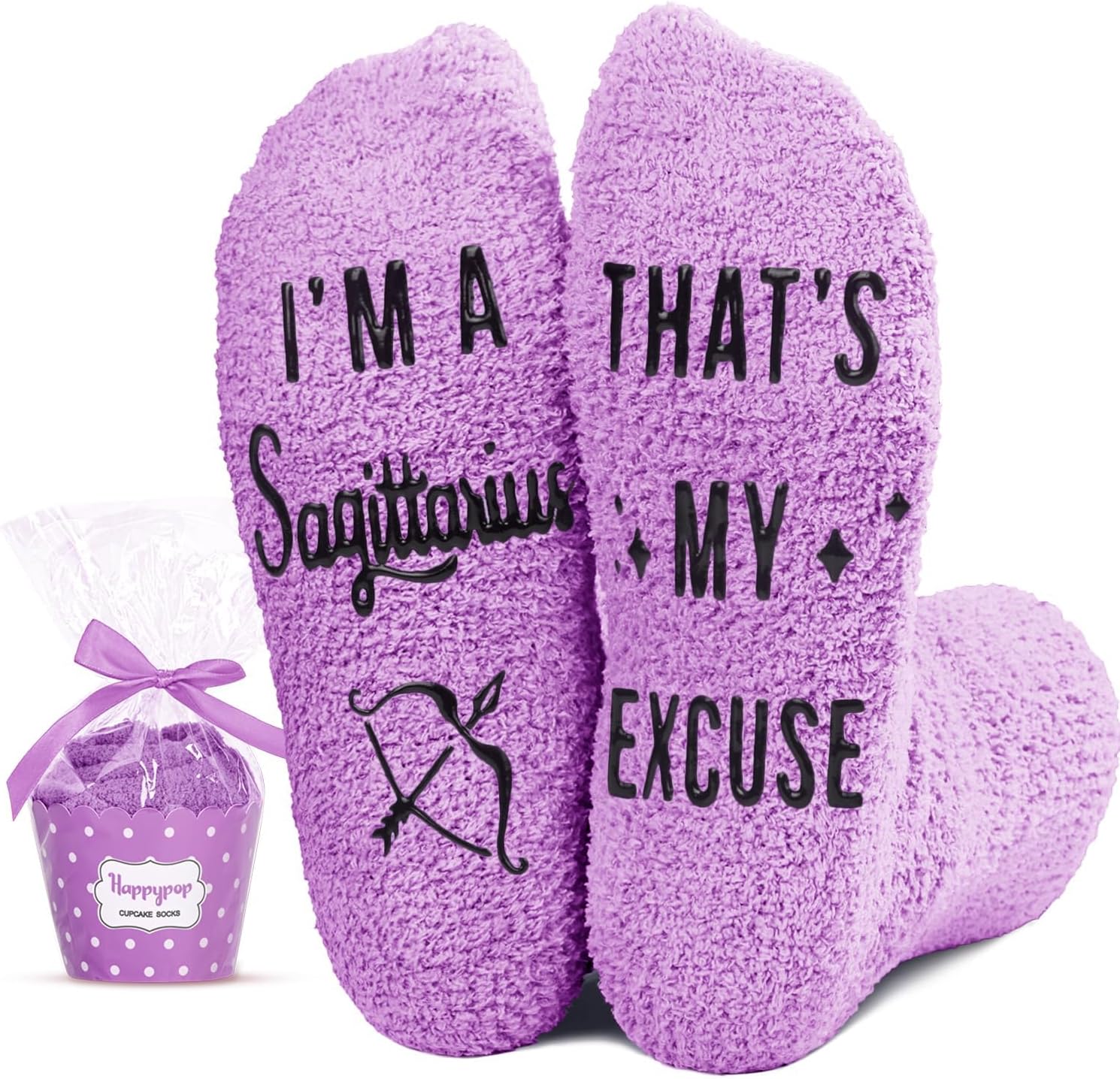 [BFYSYO] Sagittarius Zodiac Birthday Astrology Constellation Horoscope Gifts for Women Teen Girls, Fuzzy Fluffy Space Galaxy Sagittarius Socks