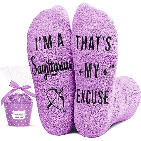 HAPPYPOP Zodiac Gifts for Women - Astrology Constellation Horoscope Gifts, Fuzzy Space Galaxy Socks