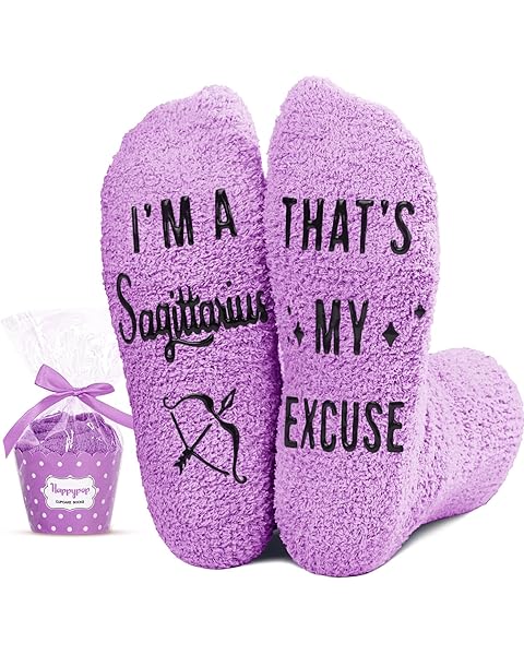 HAPPYPOP Zodiac Gifts for Women - Astrology Constellation Horoscope Gifts, Fuzzy Space Galaxy Socks