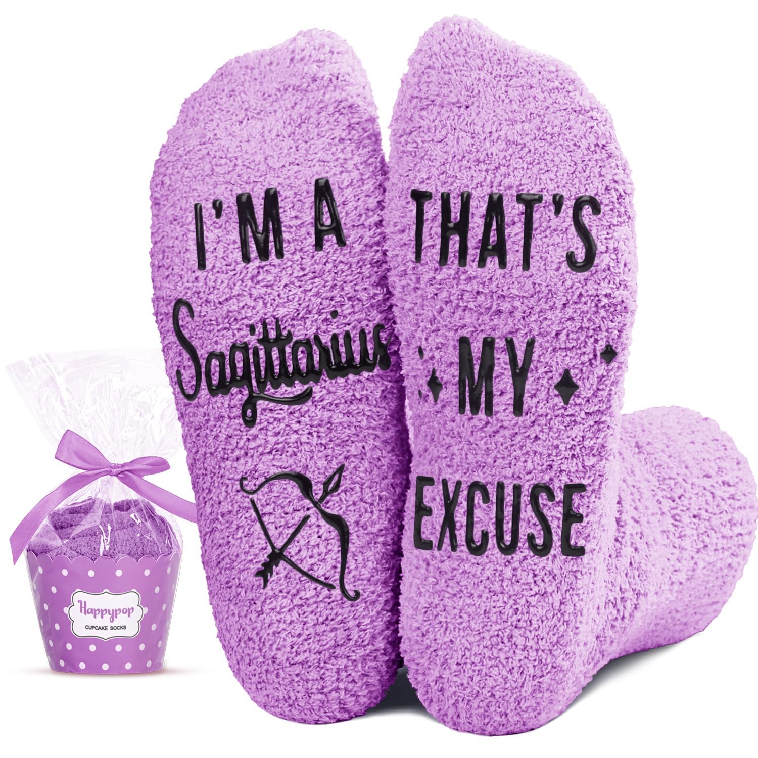 [BFYSYO] Sagittarius Zodiac Birthday Astrology Constellation Horoscope Gifts for Women Teen Girls, Fuzzy Fluffy Space Galaxy Sagittarius Socks