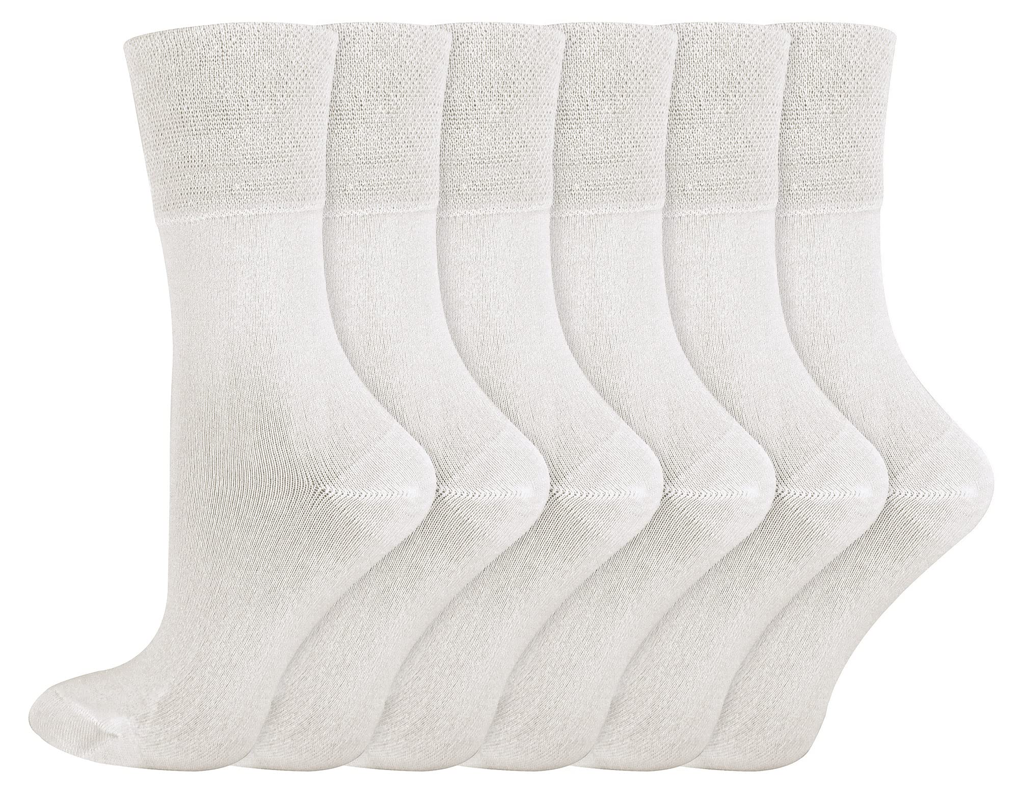 Sock Snob Unisex White Iomi 6 Pack Ladies Diabetic Bamboo Socks