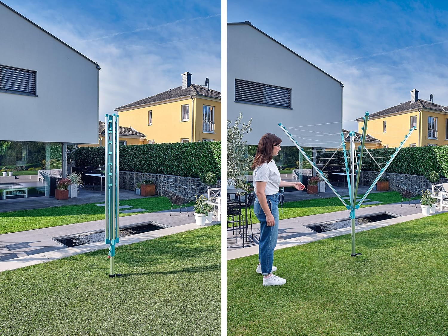 Leifheit Linomatic 400 Easy Wäschespinne, 40 m Wäscheleine, inkl. Bodenhülse