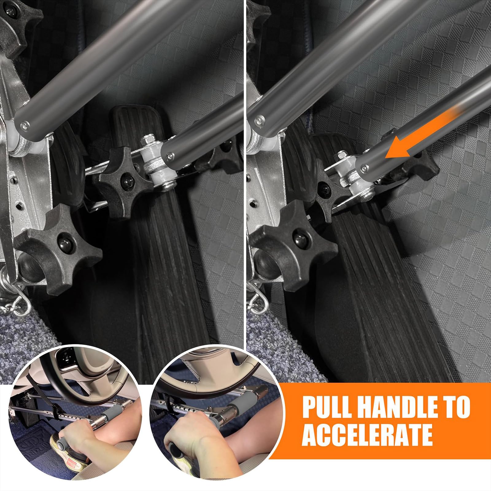 Aide à la conduite en aluminium avec surfaces inoxydables Dispositif de commande manuelle de voiture pour conducteurs handicapés Commandes manuelles réglables pour conducteurs handicapés