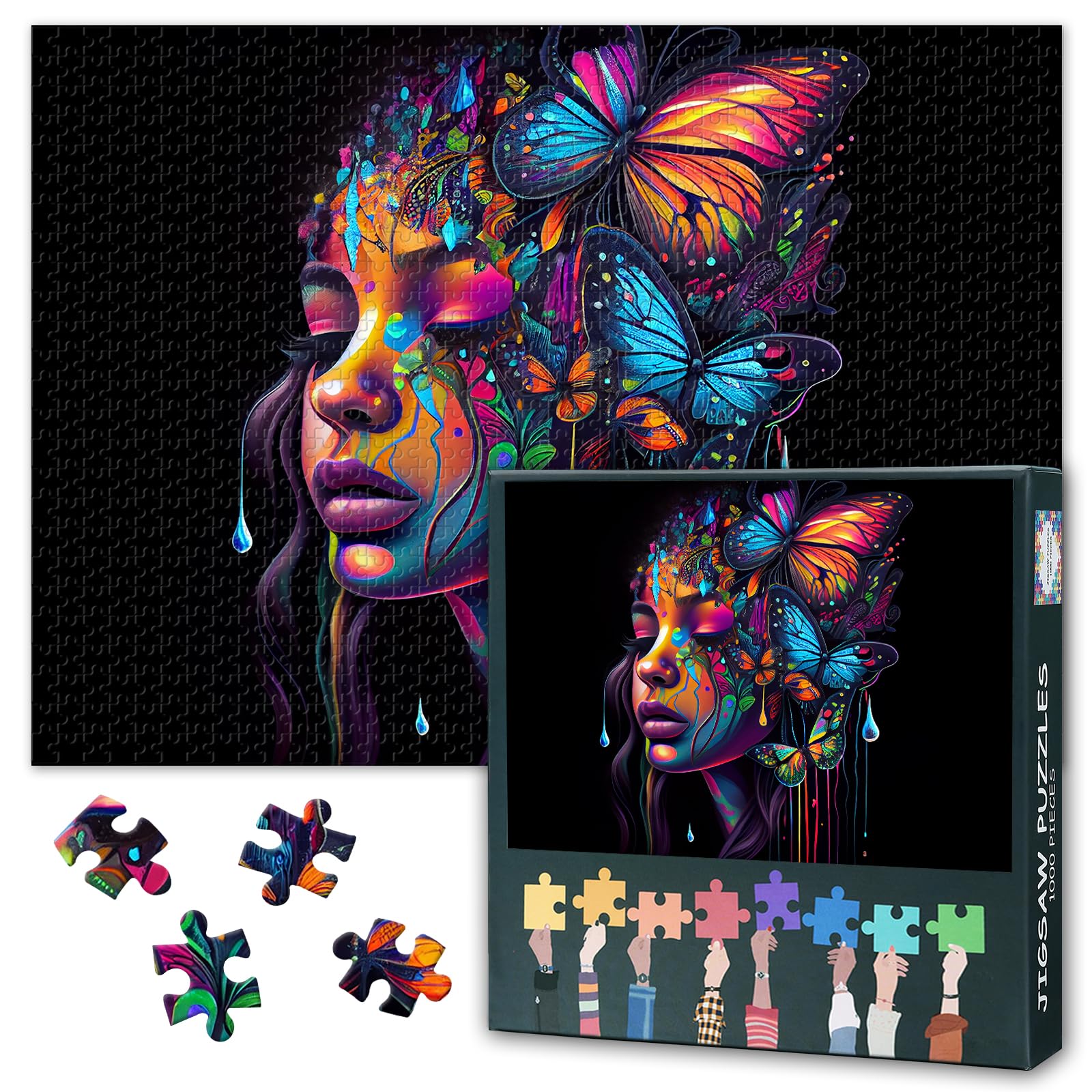 Fantasy Girl & Butterfly 1000 Piece Jigsaw Puzzles for Adults - Hard Impossible Difficult Challenging Family Puzzle, Educational Puzzle Games Home Decoration (27.5"x19.7")