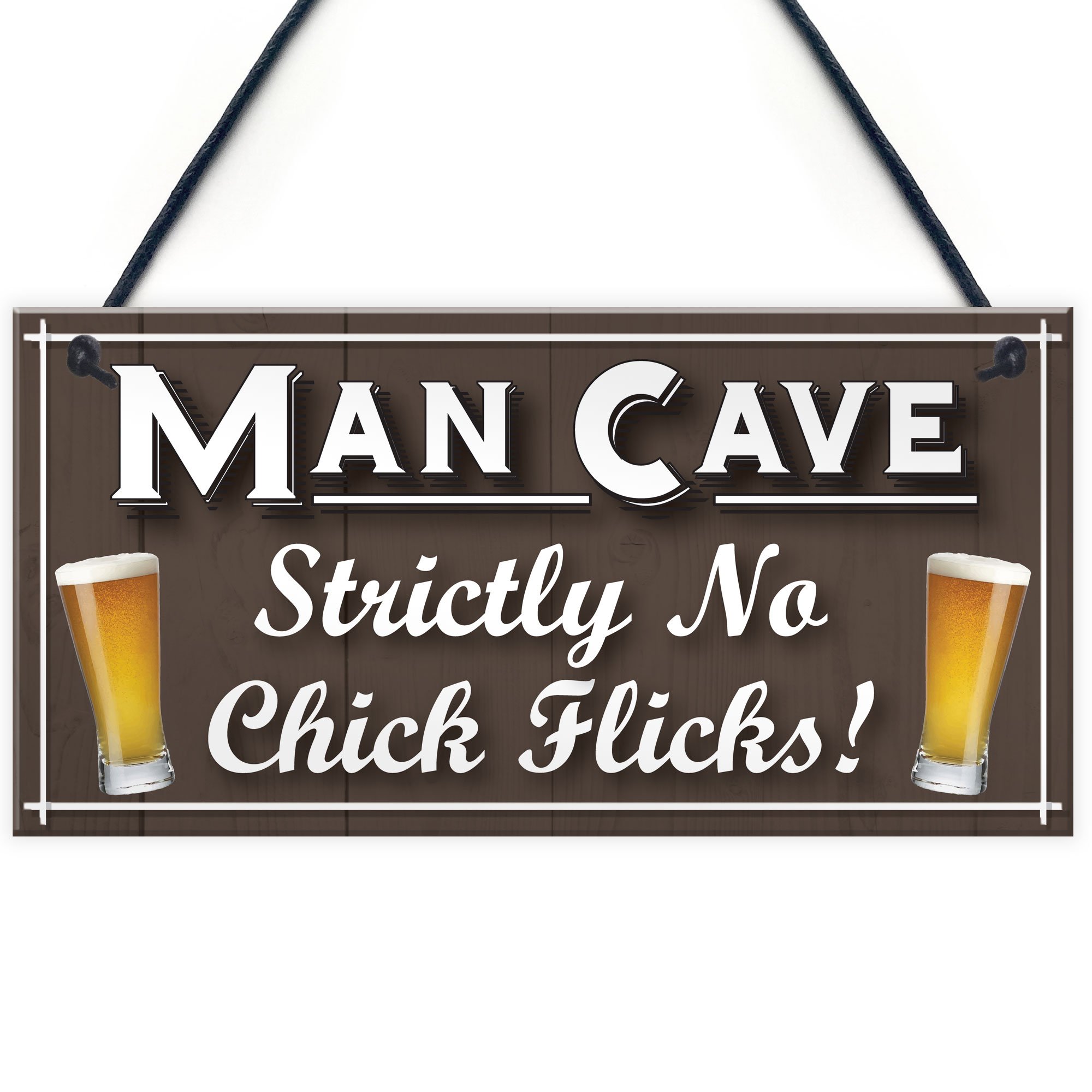 Red Ocean Man Cave No Chick Flicks Funny Husband Gift Beer Hanging Plaque Home Bar Pub Shed Sign