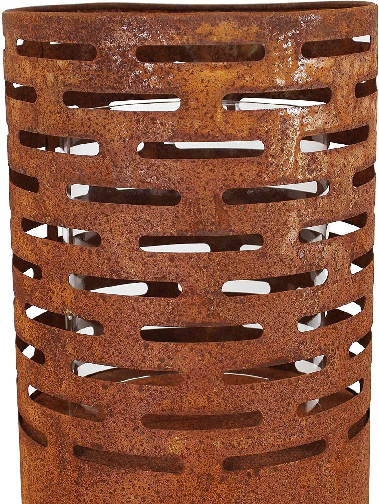 2X Windlichtsäule Rostäule aus Metall im Rost Design, 75 + 95 cm hoch | Garten-Laterne, Kerzenständer, Kerzenhalter, Dekosäule mit Kerzenglas, Metallsäule, Kerzensäule, Garten-Deko für Draußen