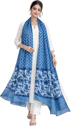 Saheli Pure Cotton Yarn Digital Printed Dupatta for Women &amp; Girls/Soft Lightweight Breathable Fabric/Bright Fast Colours/N...