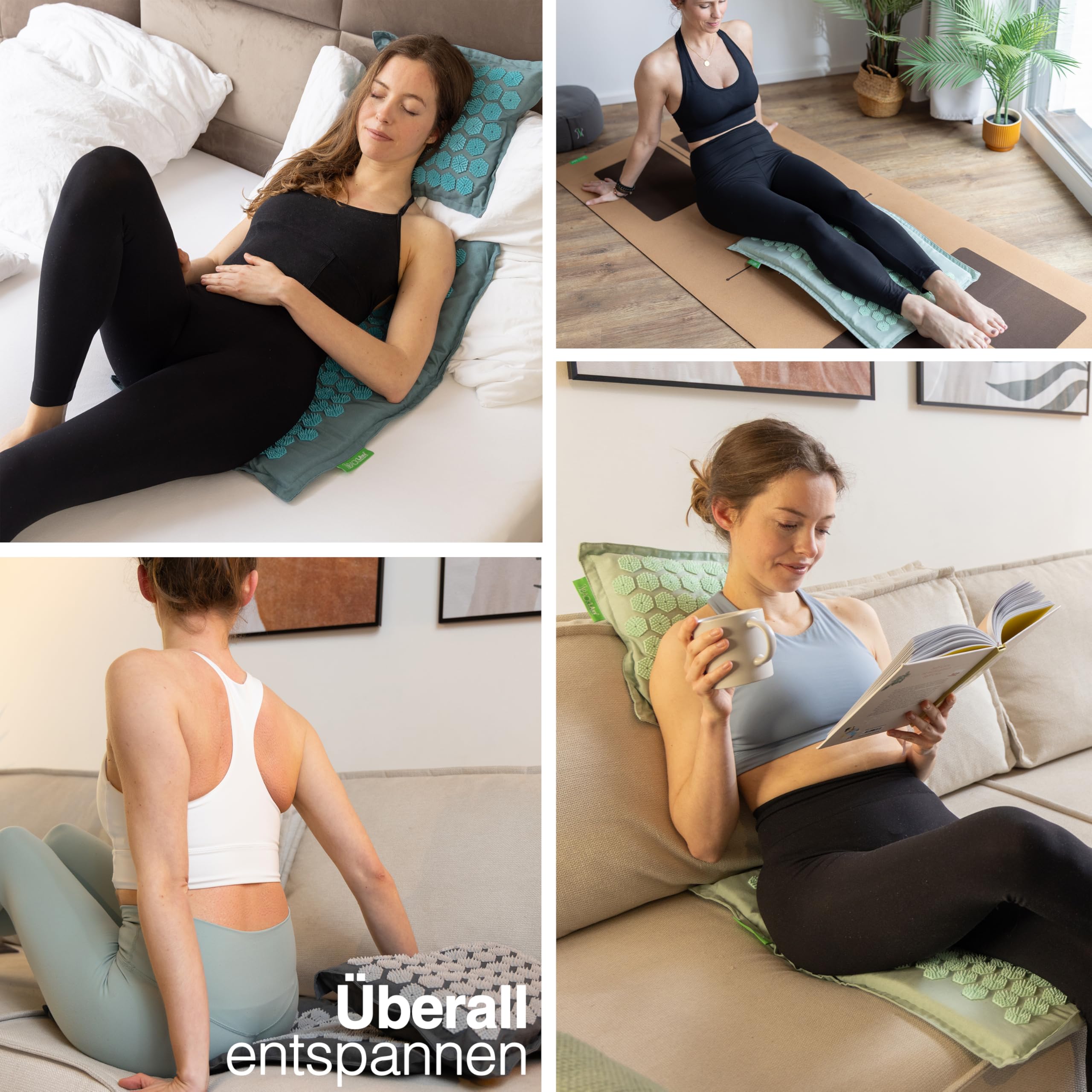 BACKLAXX® Akupressurmatte mit Kissen, Tuch und Tasche | Akupunktur-Matte mit Stacheln zur Massage | Entspannung Akkupressmatte für Nacken & Schulter | Massagematte für Rücken & Ganzkörper