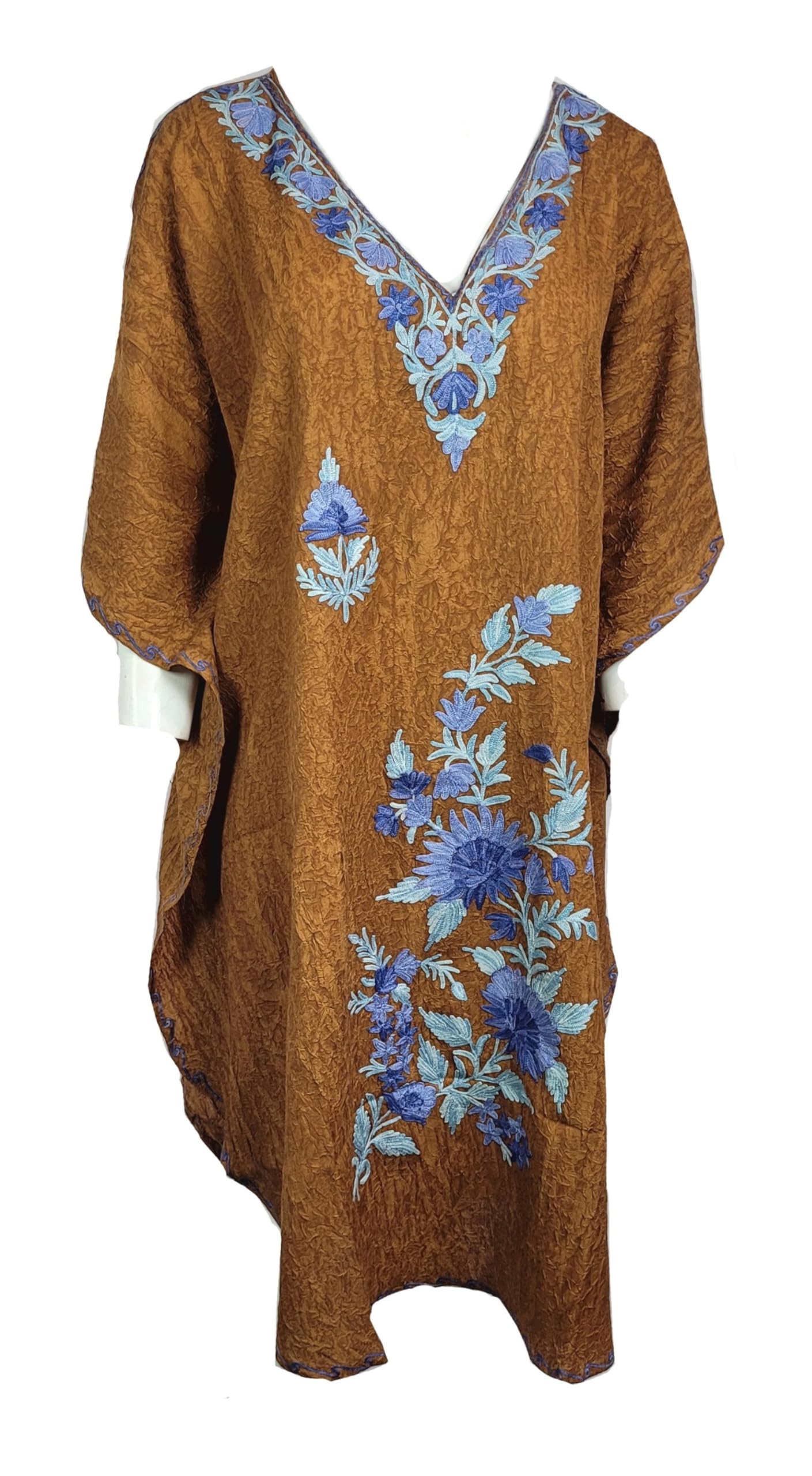 Kaftan aari work kashmiri for women, traditional kashmiri aari embroidered work kaftan for women-picture-44