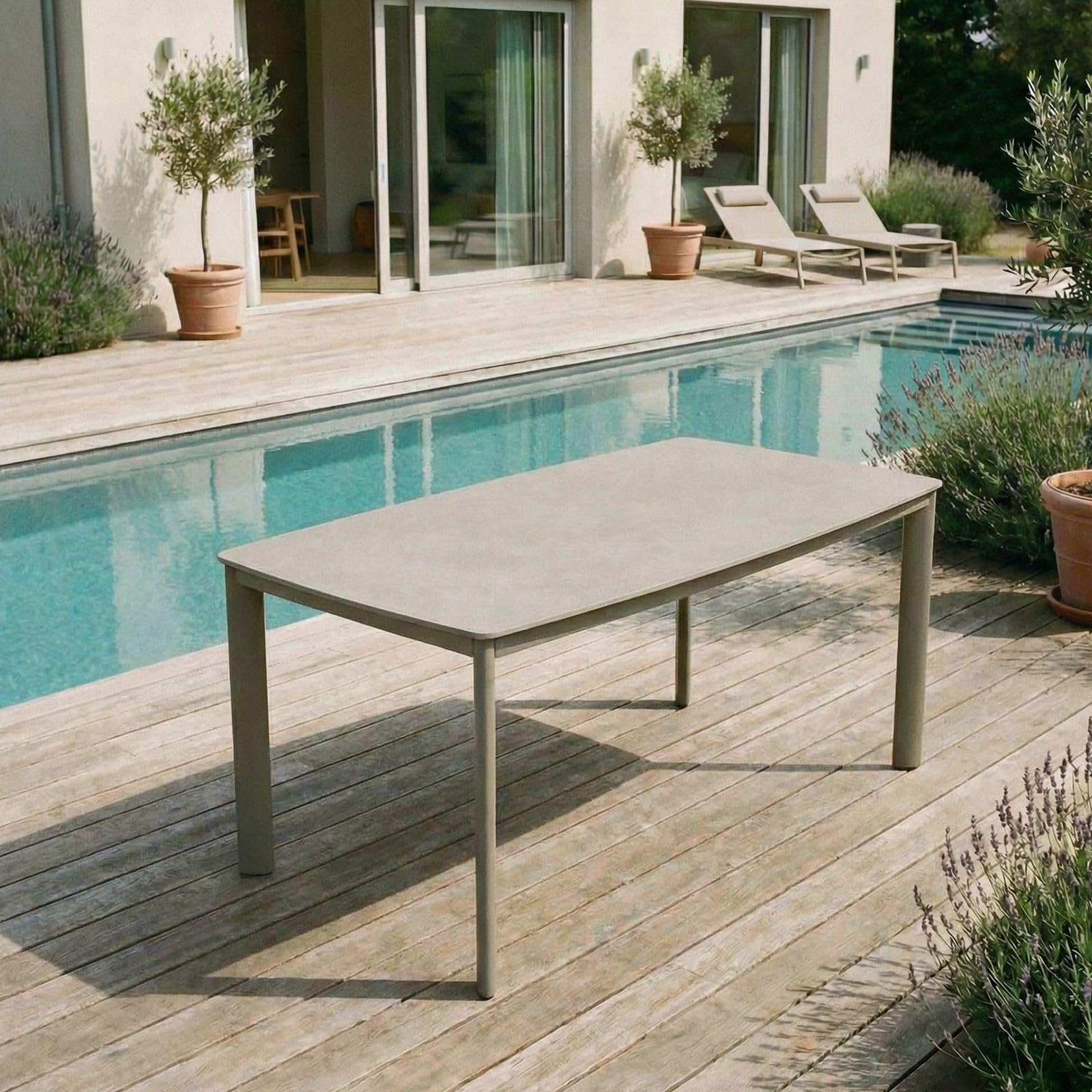 IDIMEX Gartentisch TAVOLO mit Keramik-Platte 180x90 cm, Champagner
