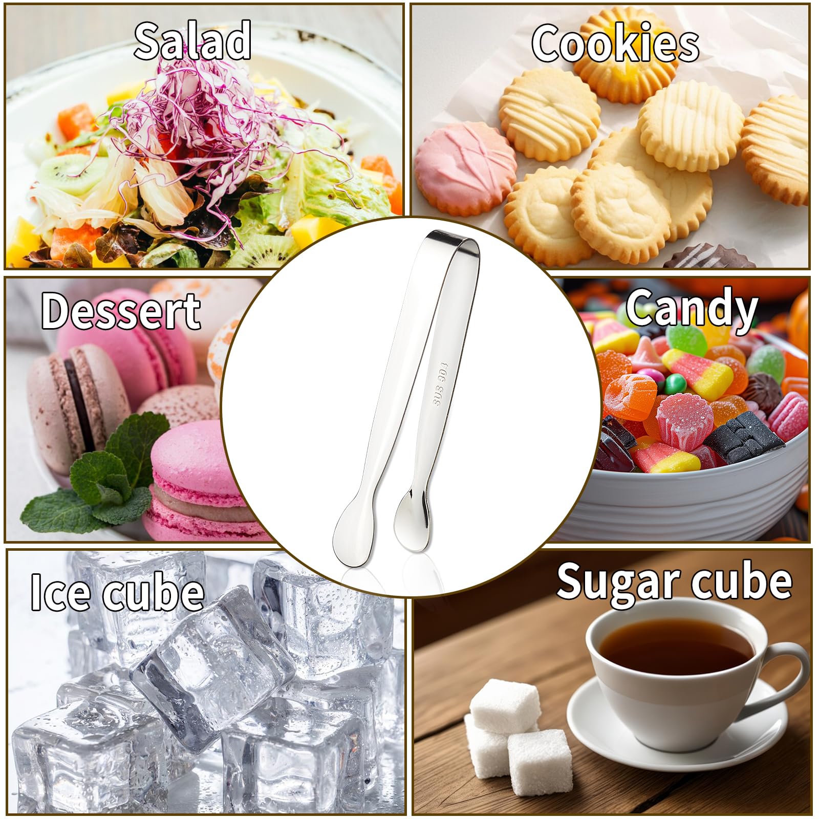 10 mini pinzas para servir, pinzas pequeñas de acero inoxidable de 4.2 pulgadas para aperitivos, azúcar, embutidos, postres, fiesta de té, barra de café. Mini pinzas para aperitivos (oro,