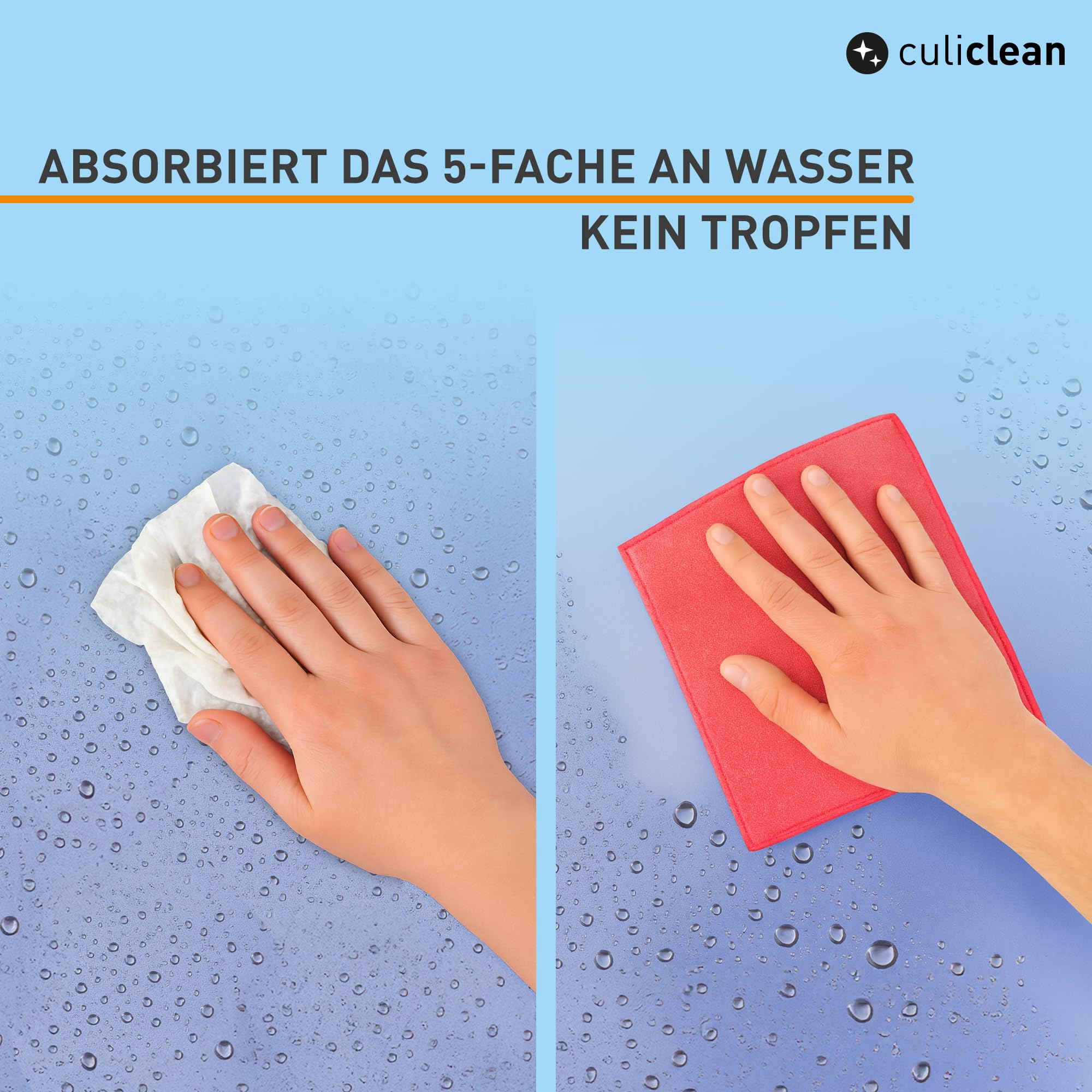 Culiclean Mikrofaser Schwammtücher 23x23cm - 10 Stück Set Extrem Saugstark