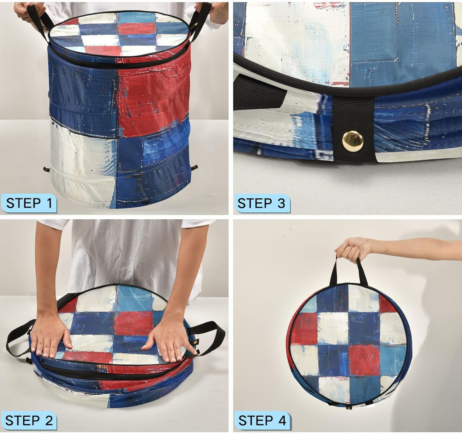 Red White and Blue Squares Independence laundry basket folding and waterproof clothes storage basket with sturdy handle bins accessories shelving for shelf shelves rv organizadores de ropa