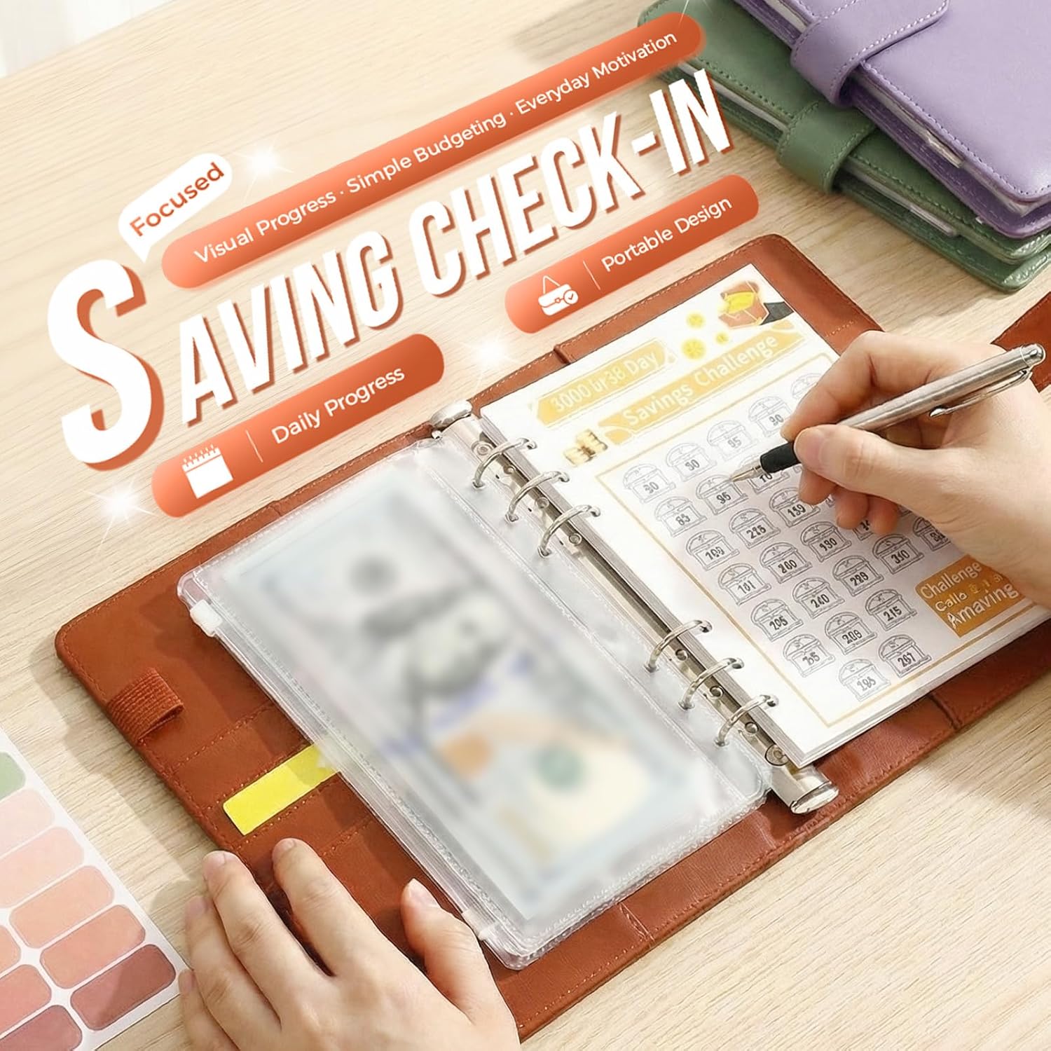 100 Envelope Challenge Binder, 2026 New A5 Savings Challenge Book, Money Saving Binder with Zipper Envelopes, Cash Envelopes and Expense Budget Sheets for Budgeting (Pink)