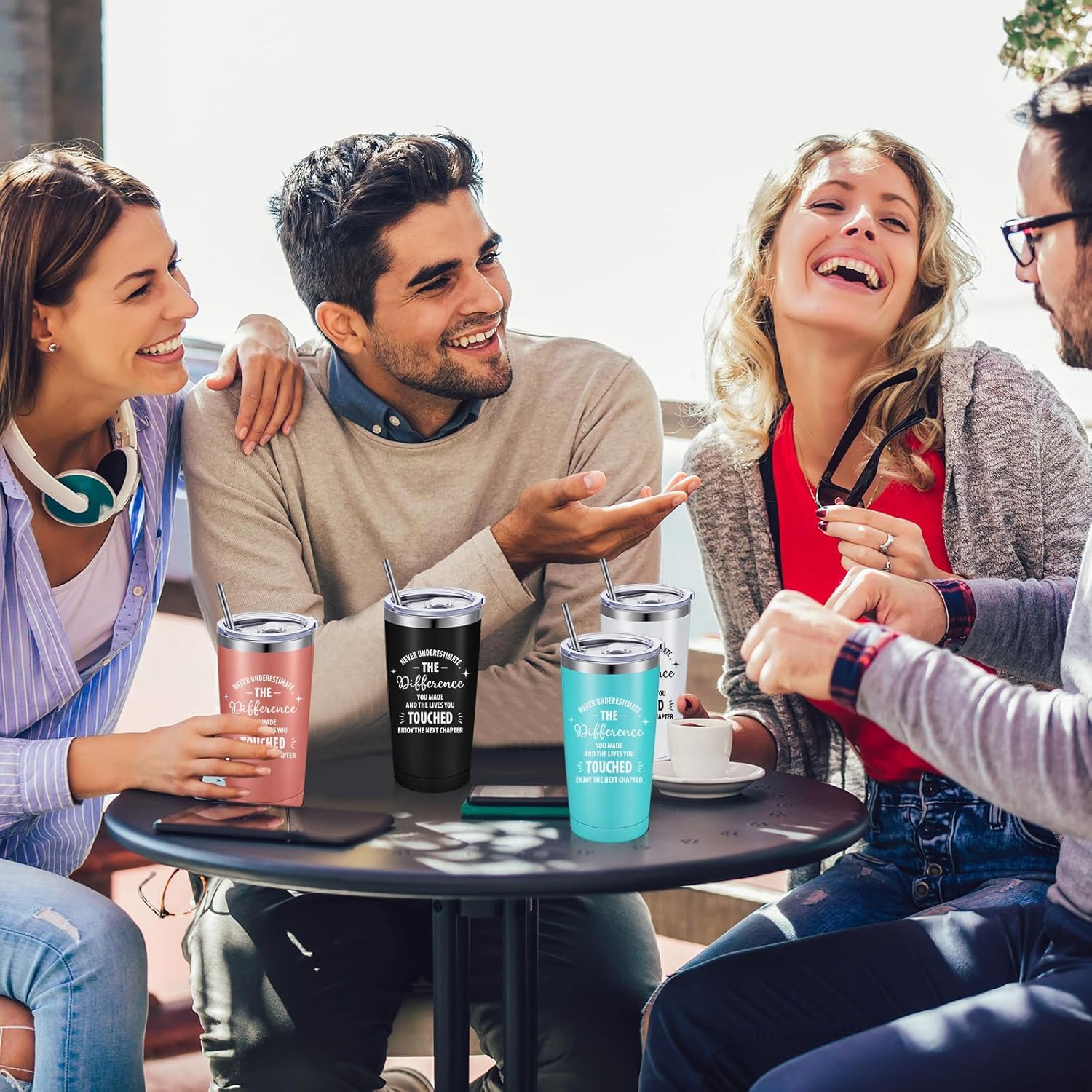 Sieral 4 Sets Christmas Employee Appreciation Gifts Bulk for Coworker Thank You Supplies Inspirational You Are Awesome Tumbler 20 oz Stainless Steel Wine Cup with Keychain for Women Men (Multicolor) - Image 3