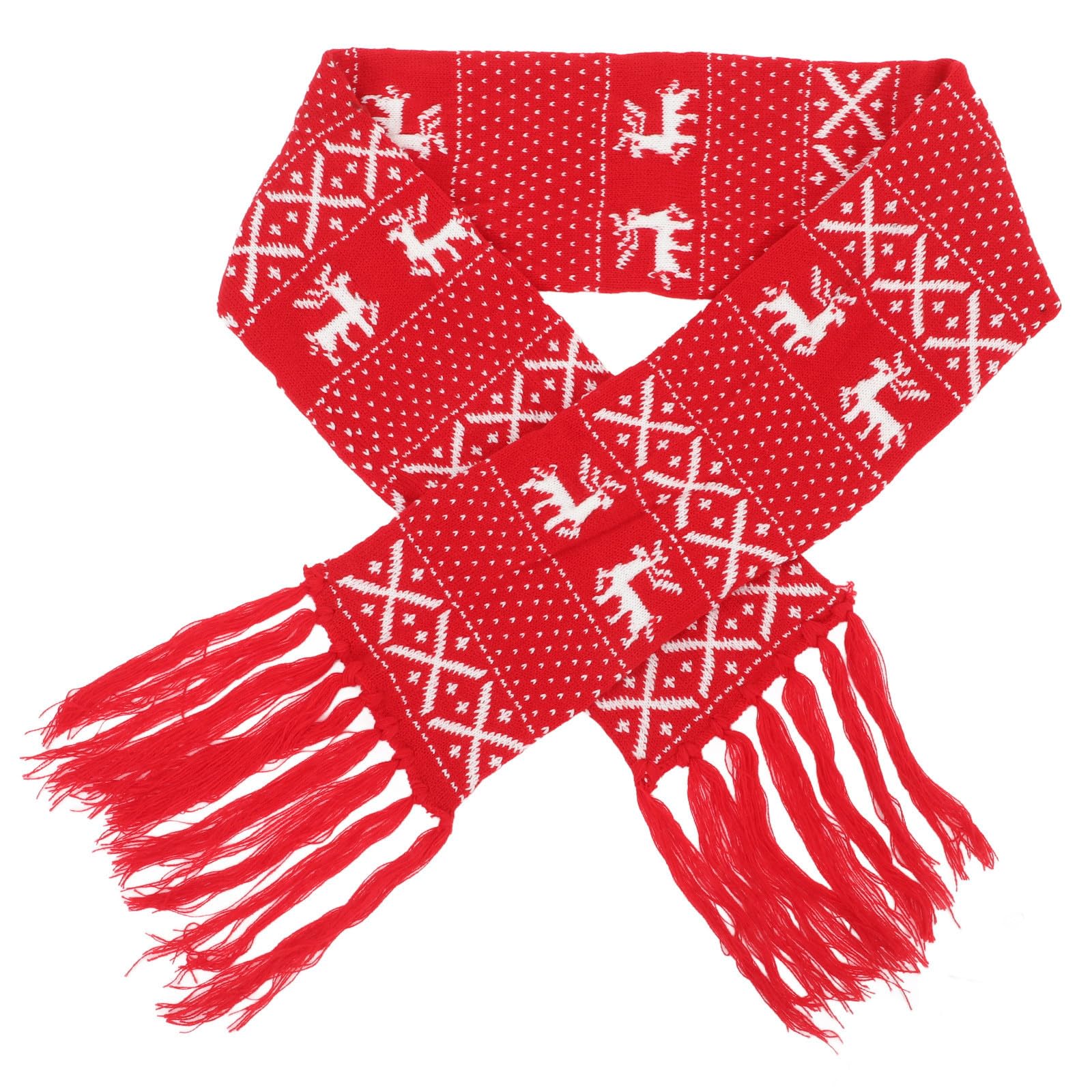VICASKY Sciarpa Natalizia in Lana Rossa, Lavorata a Maglia con Fiocchi | Motivo Natalizio, Adatta a Inverno e Occasioni Formali, Design Semplice