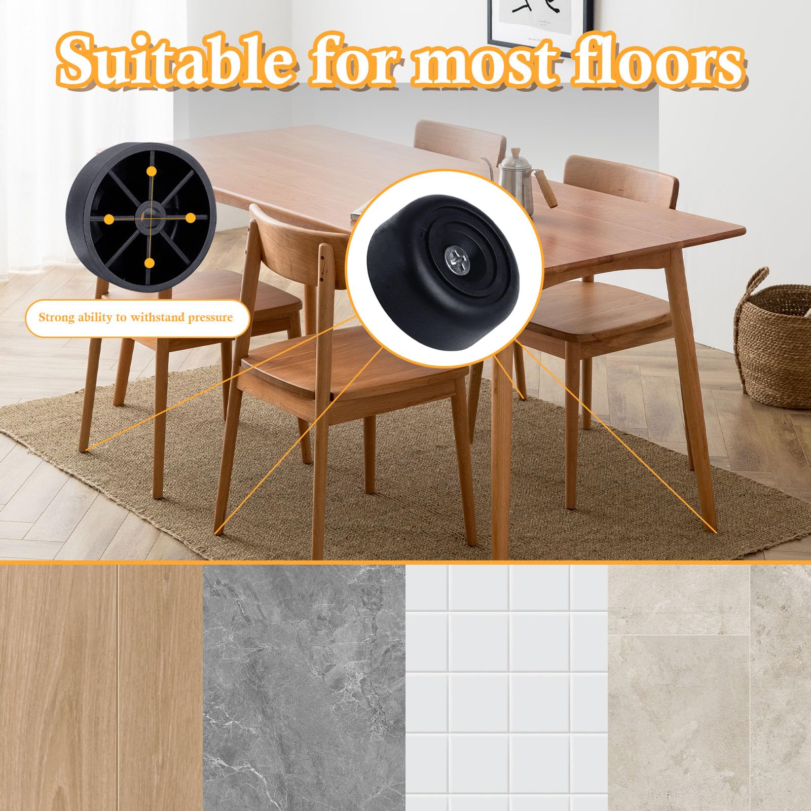 Ineasicer Lot De 20 Pieds De Meubles Ronds En Plastique Noir 45 Mm De Diametre 18 Mm De Diametre 6 Mm De Diametre 82361023