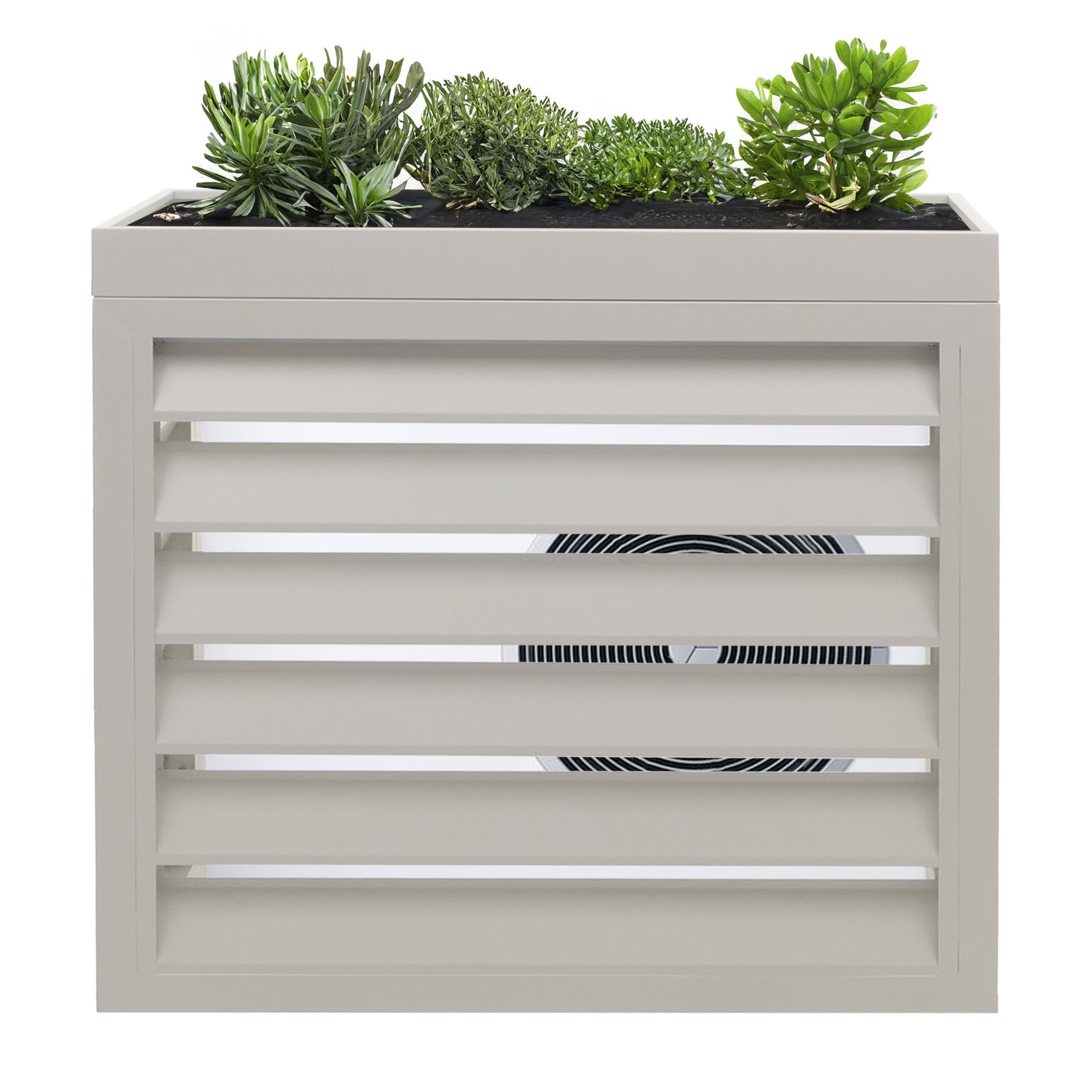 Copertura per climatizzatore/Pompa di Calore HWC-O43, Protezione per fioriere, Metallo 80x90x38cm - Grigio-Bianco