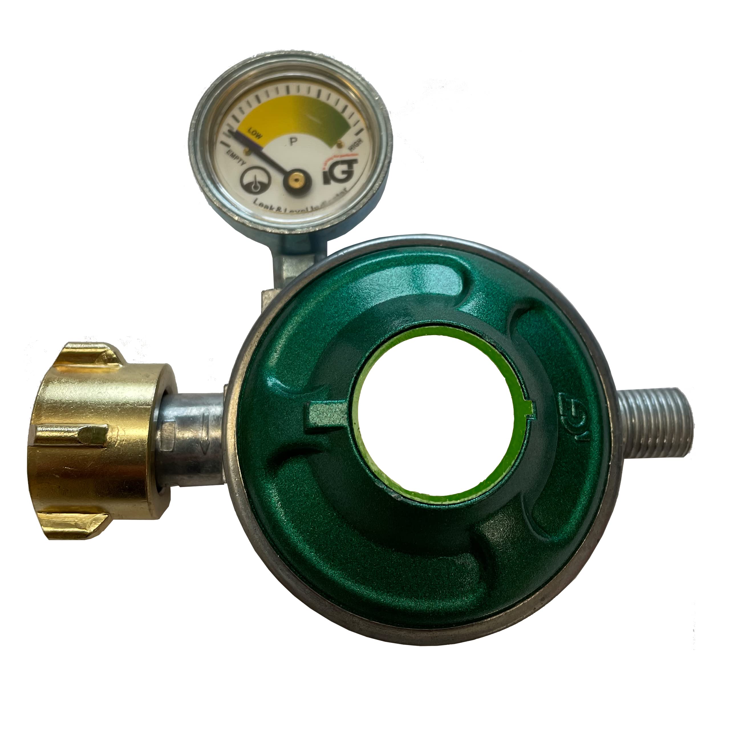 Druckregler 30 mbar mit Manometer & ÜDS - Gasschlauch mit Druckminderer 80 cm Orange + Gasflaschenschlüssel, Propan/Butan, -30°C