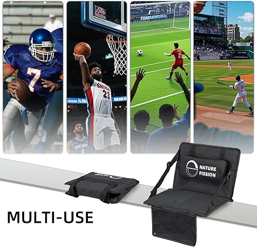 Miniatura 3 de Asiento de estadio con respaldo y soporte lumbar y cojín acolchado plegable y portátil, perfecto para silla de grada en eventos deportivos y uso en