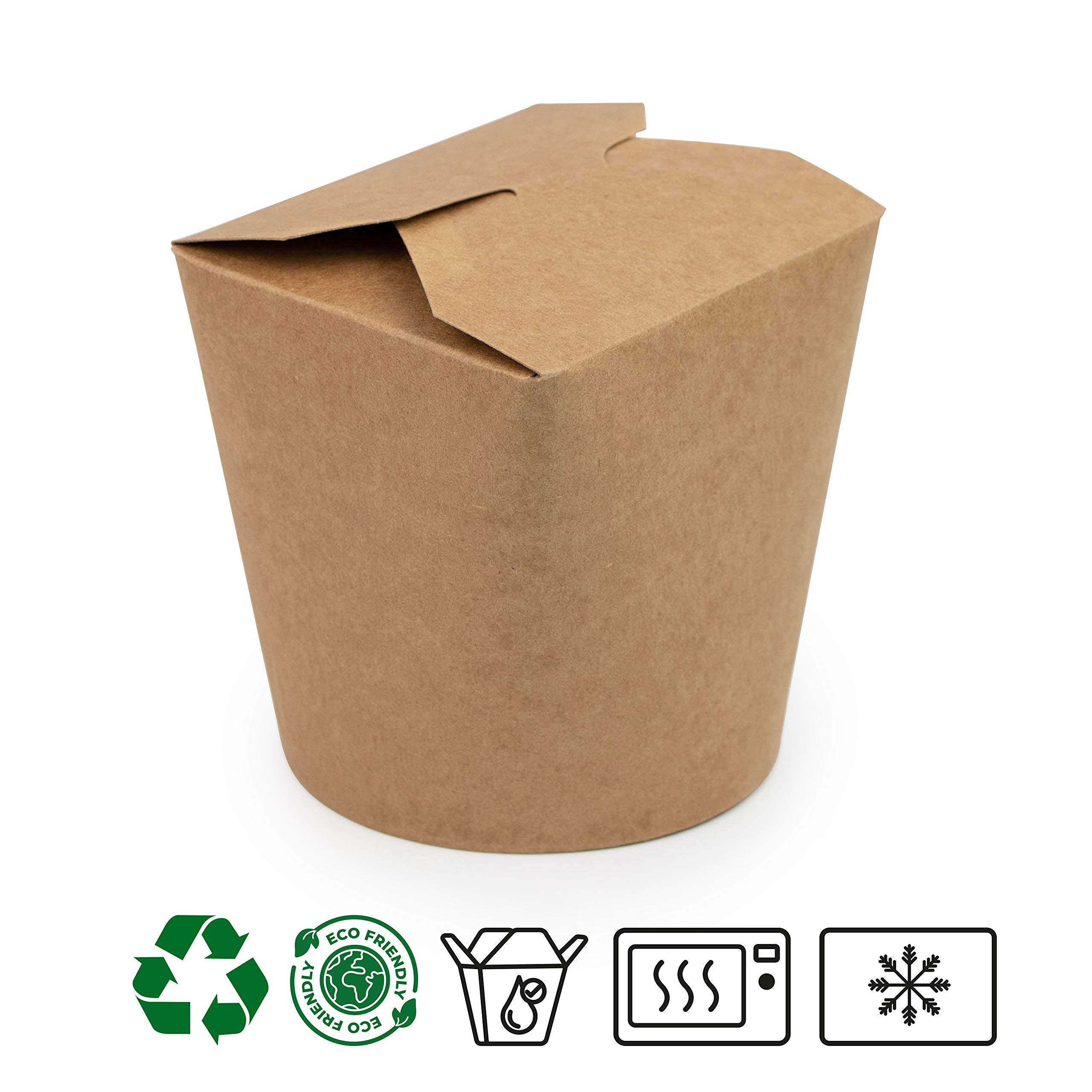 Extiff Miamex Lot de 50 boîtes marrons en carton 780ml - Récipient alimentaire jetable pour nourriture à emporter - Pasta Box pour nouilles/pâtes/plats cuisinés - Etanche - 100% recyclable
