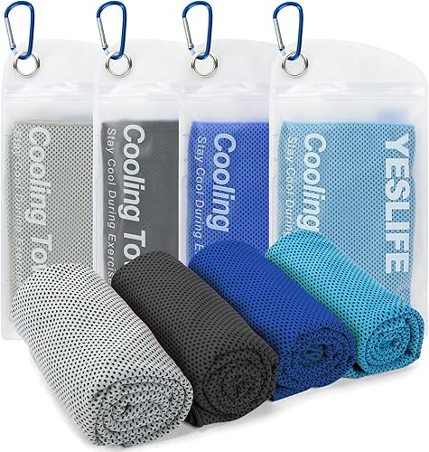 Miniatura 14 de YESLIFE Paquete de 4 toallas refrescantes de 40 x 12 pulgadas, toallas de gimnasio para hombres y mujeres, toallas de entrenamiento suaves y Azul