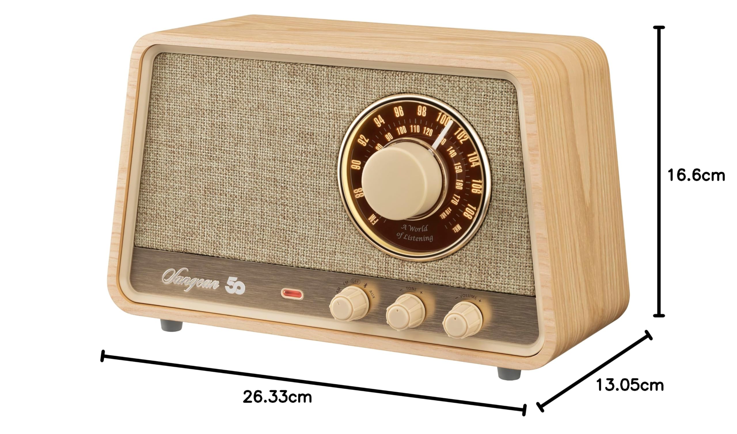 Sangean Premium Wooden Cabinet WR-101 Radio de Table AM, FM Bluetooth, AUX, FM Bois (Clair)