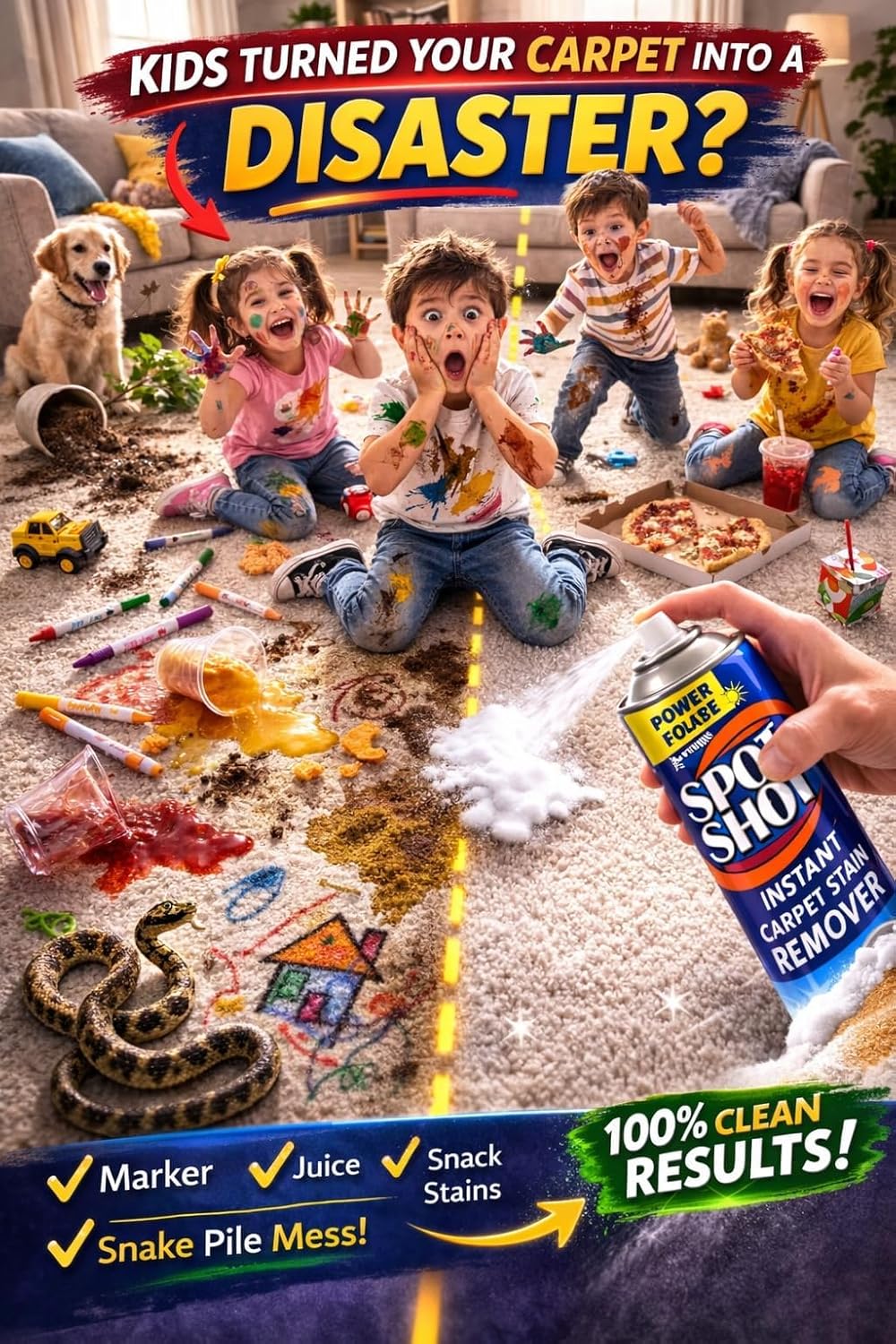 Spot Shot Carpet Stain Remover Spray – Powerful Cleaner for Carpet, Upholstery & Rugs- Removes Pet Odors, Coffee, Wine, Grease- Foam Aerosol (3 Pk)
